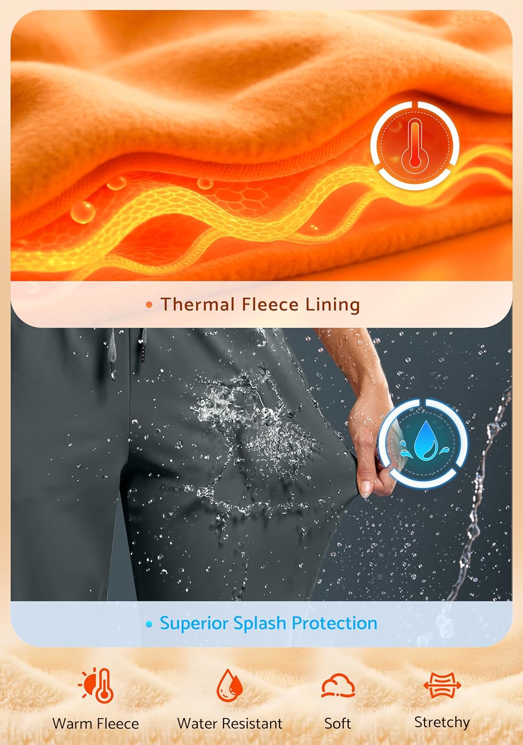 G Gradual Fleece Lined Pants Women 27.5"/29" Golf Pants 3 Pockets Water Resistant Warm Sweatpants for Cold Weather - Image 5