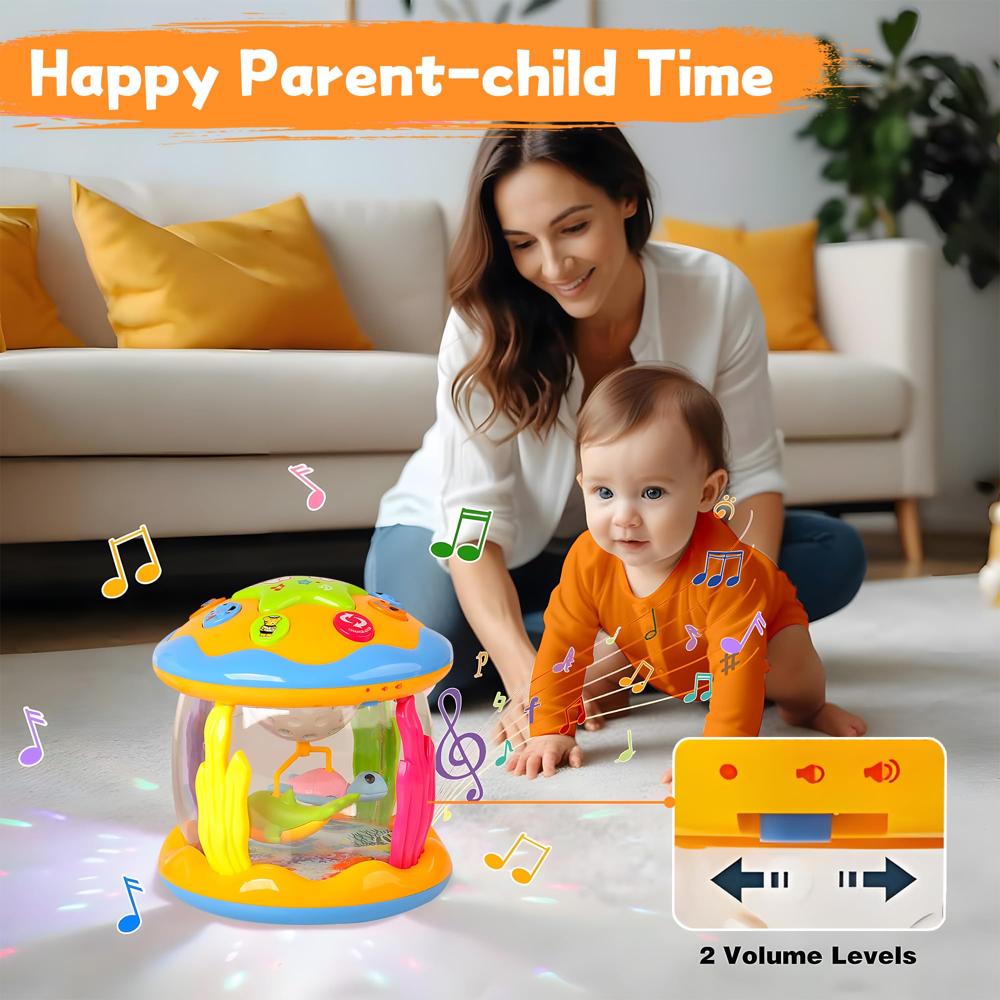 Baby Spin-Spielzeug – Dreh-Push-Spielzeug Mit Musik, Interaktiver Grifftrainer, Bunte Farben, ABS-Material, Für Kinder Ab 2 Jahren, Fördert Hand-Auge-Koordination
