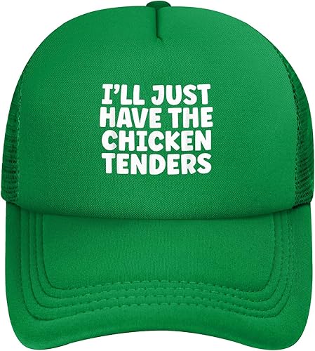 Miniatura 2 de Gorro de malla con texto en inglés "I'll Just Have The Chicken Tenders" para hombres y mujeres, gorra de béisbol ajustable, sombrero de camionero