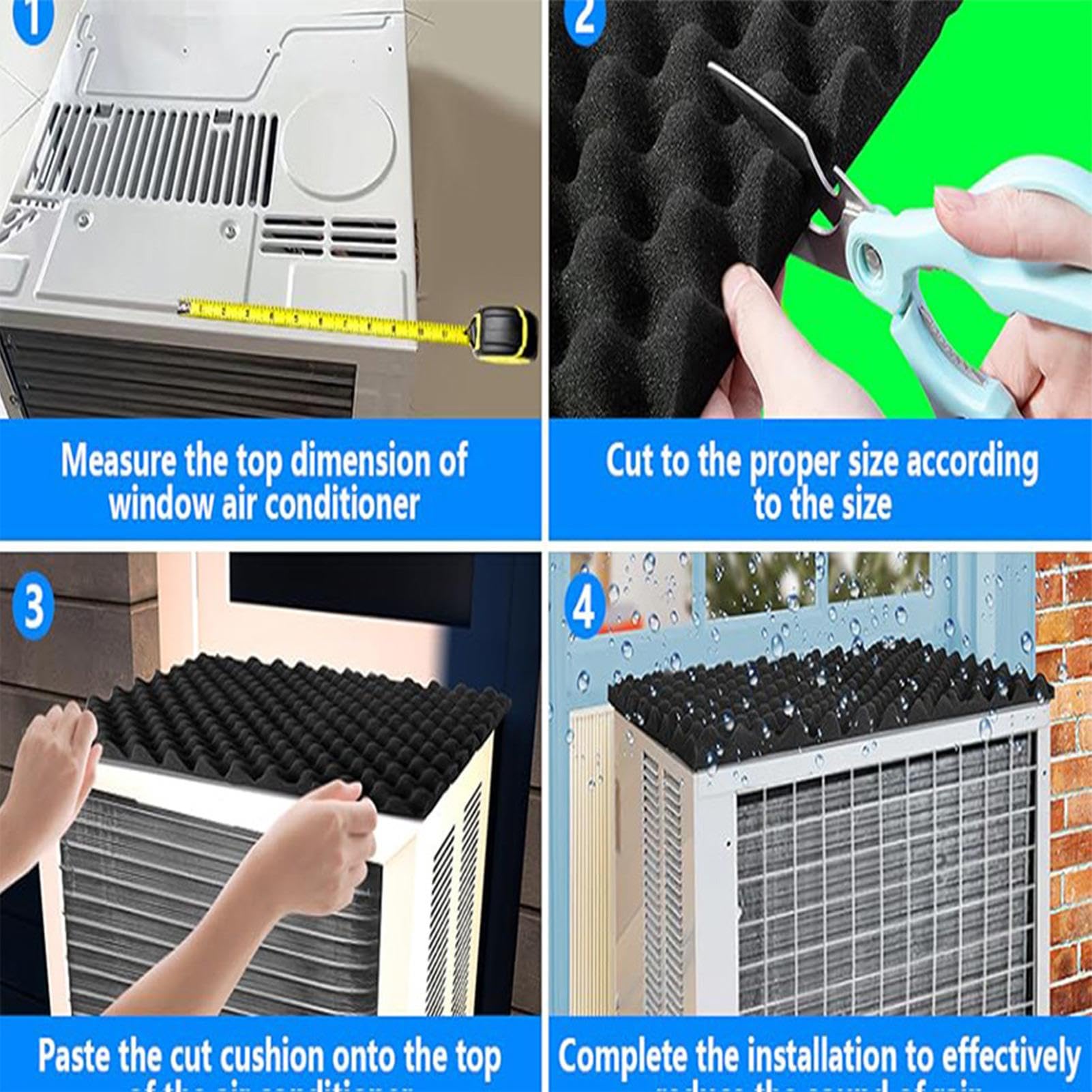 Coussin anti-goutte pour climatiseur de fenêtre – Coussin de support magnétique puissant – Coussinet supérieur de protection pour climatiseur de climatisation, réducteur de bruit pour unités de