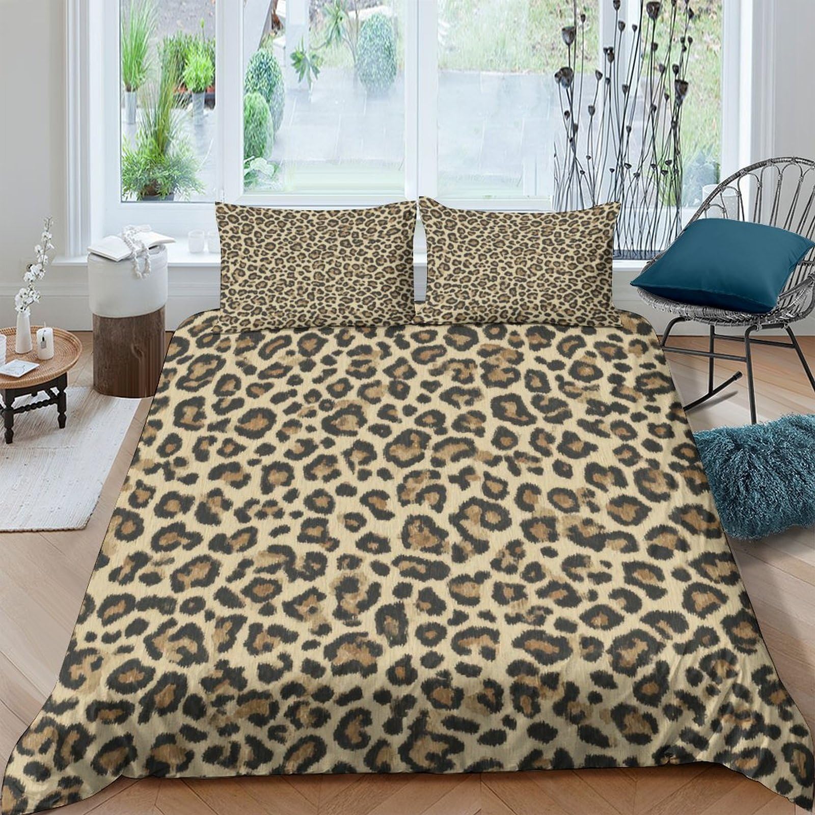 Ctjqhvkz Style-1 3D Printed Leopard Pattern Fitted Sheet Microfiber Soft Animal Print Bed Cover For Bedroom Guest Room Decor Single（135X200cm）