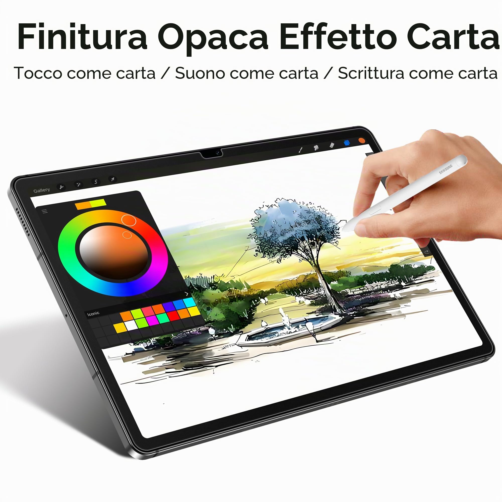 Esanik 2 Pezzi Effetto Carta Pellicola Protettiva per Samsung Galaxy Tab S10 FE 10,9" 2025/ S9 FE 5G 10,9" 2023/S9 11", Opaco Vetro Temperato Prottetiva Opaca Antiriflesso, Feel like Paper per Disegno