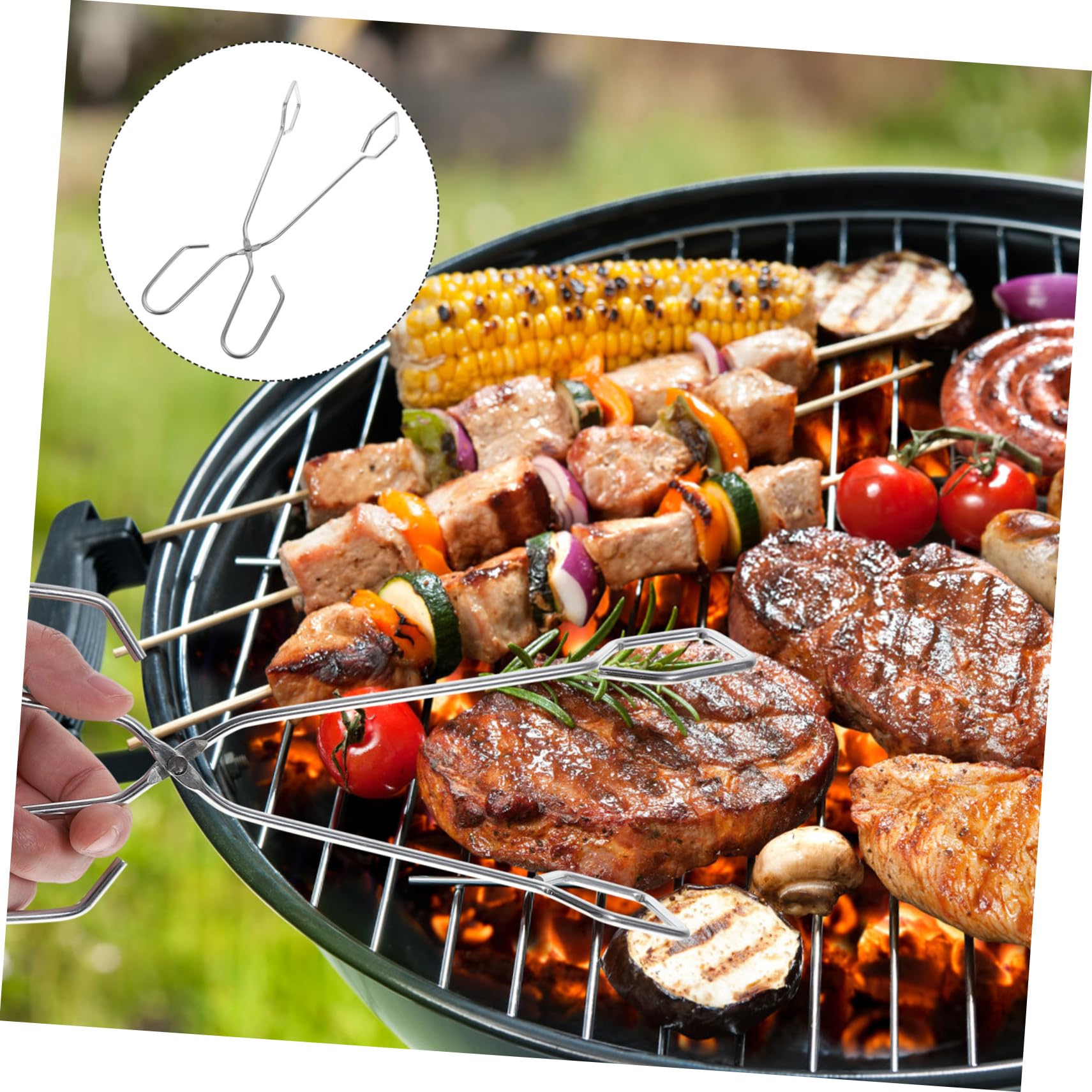 VINTORKY 1Pc Stainless Steel Food Clip Slip Serving Tong for Pastries Bread Steak and Vegetables Practical Kitchen Clamp for Handling Grey