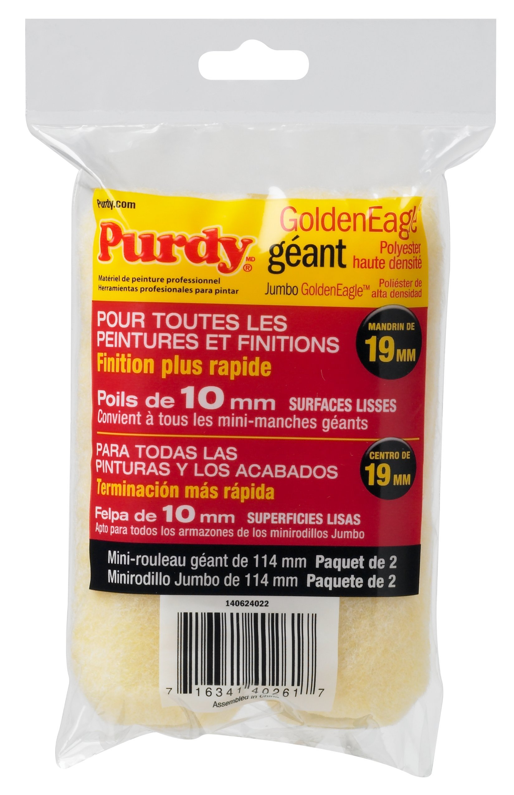 Purdy 140624022 Jumbo Mini Golden Eagle Roller Replacements, 2-Pack, 4-1/2 inch x 3/8 inch nap