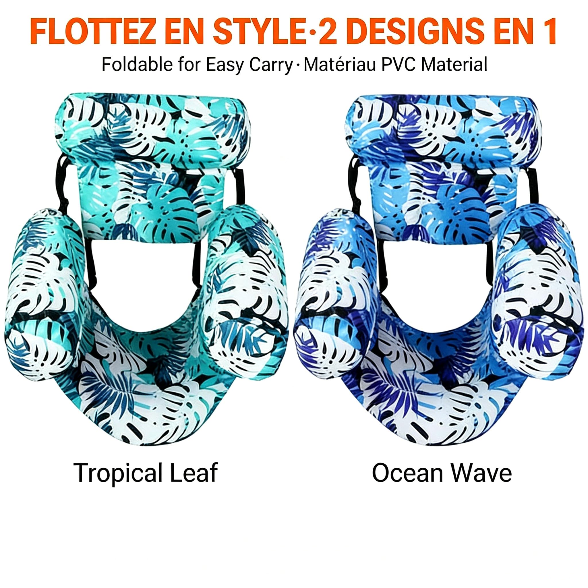 Gloovi Fauteuil Piscine, Fauteuil Piscine Gonflable Gloovi Chaise Longue pour Piscine Multifonctionnelle, Design Pliant Économe en Espace, Matériau PVC Solide