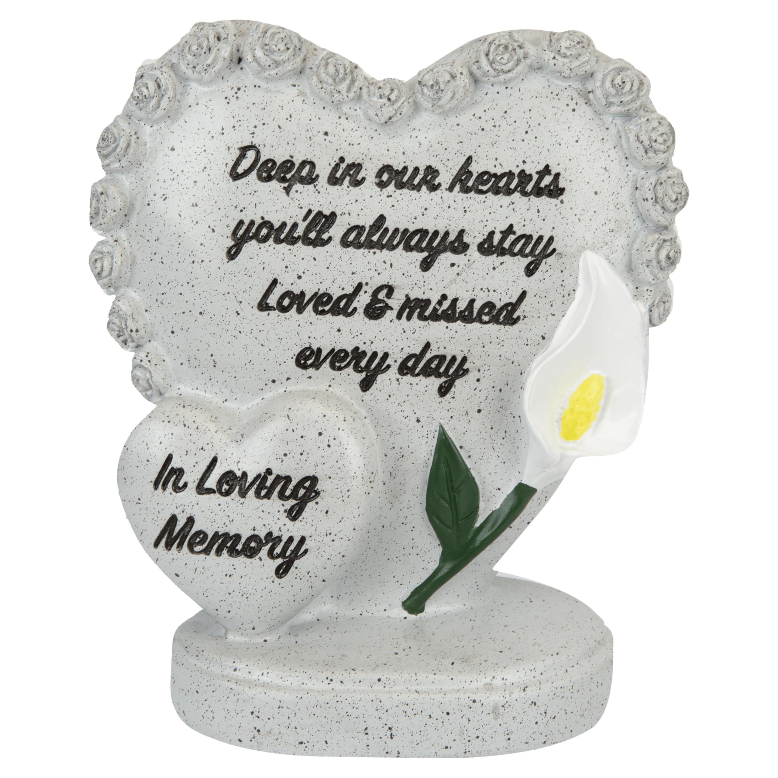 PMS In Loving Memory Double Heart Memorial Stone 15cm