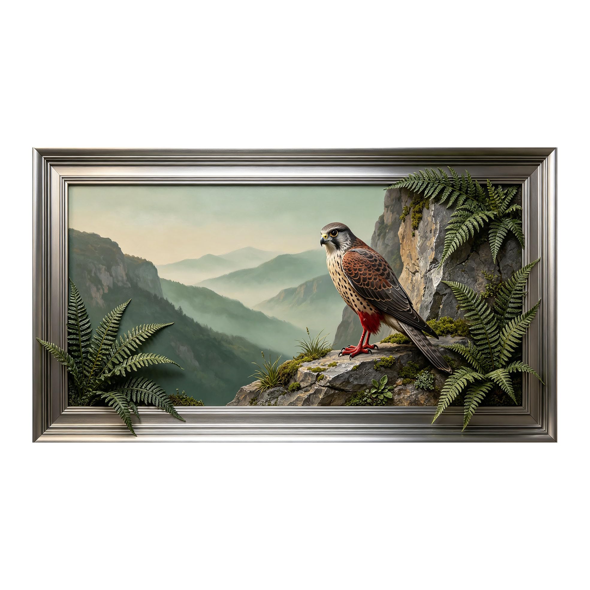 Yzpallescene 3D 3D Framed Wall Art 50cm×90cm Mountain Hawk Landscape Realistic Oil Painting Large Size SelfAdhesive Removable Wall Decor Prints Artwork for Living Room Bedroom Office