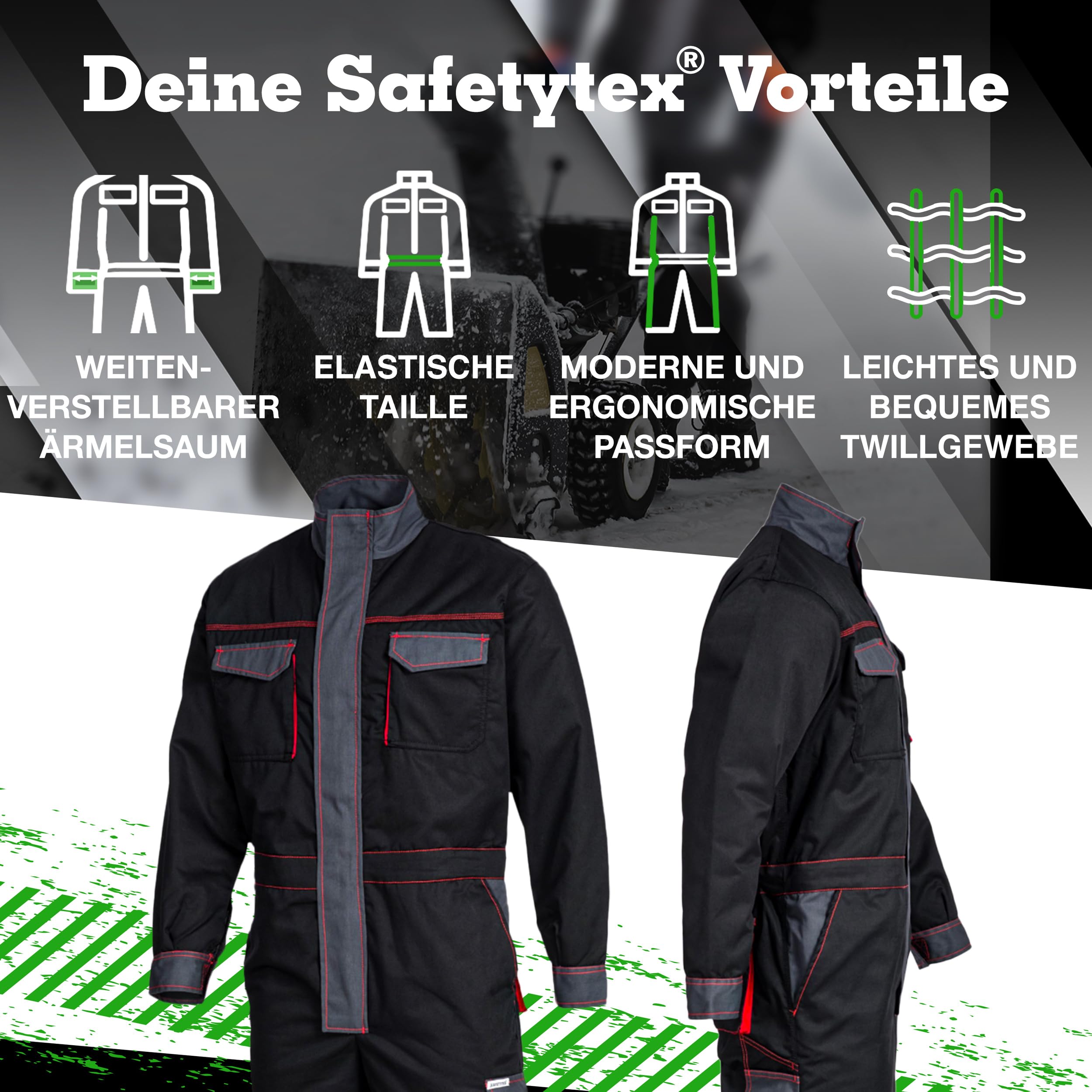 SAFETYTEX Winteroverall Overall Warm Winter gefüttert Arbeitsoverall Thermo Overall Arbeitskombi Rallyoverall Schutzanzug