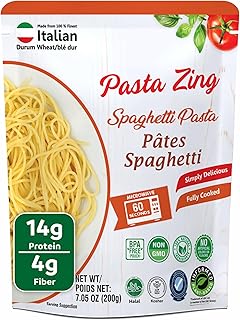 Pasta Zing Spaghetti Pasta Made with Italian Durum Wheat | Ready to Eat Meals in 60 seconds | Fully Cooked, Microwave Meals, Ready Pasta for Dinner, Easy Dinner Sides | Pack of 7, 7.05 Ounce