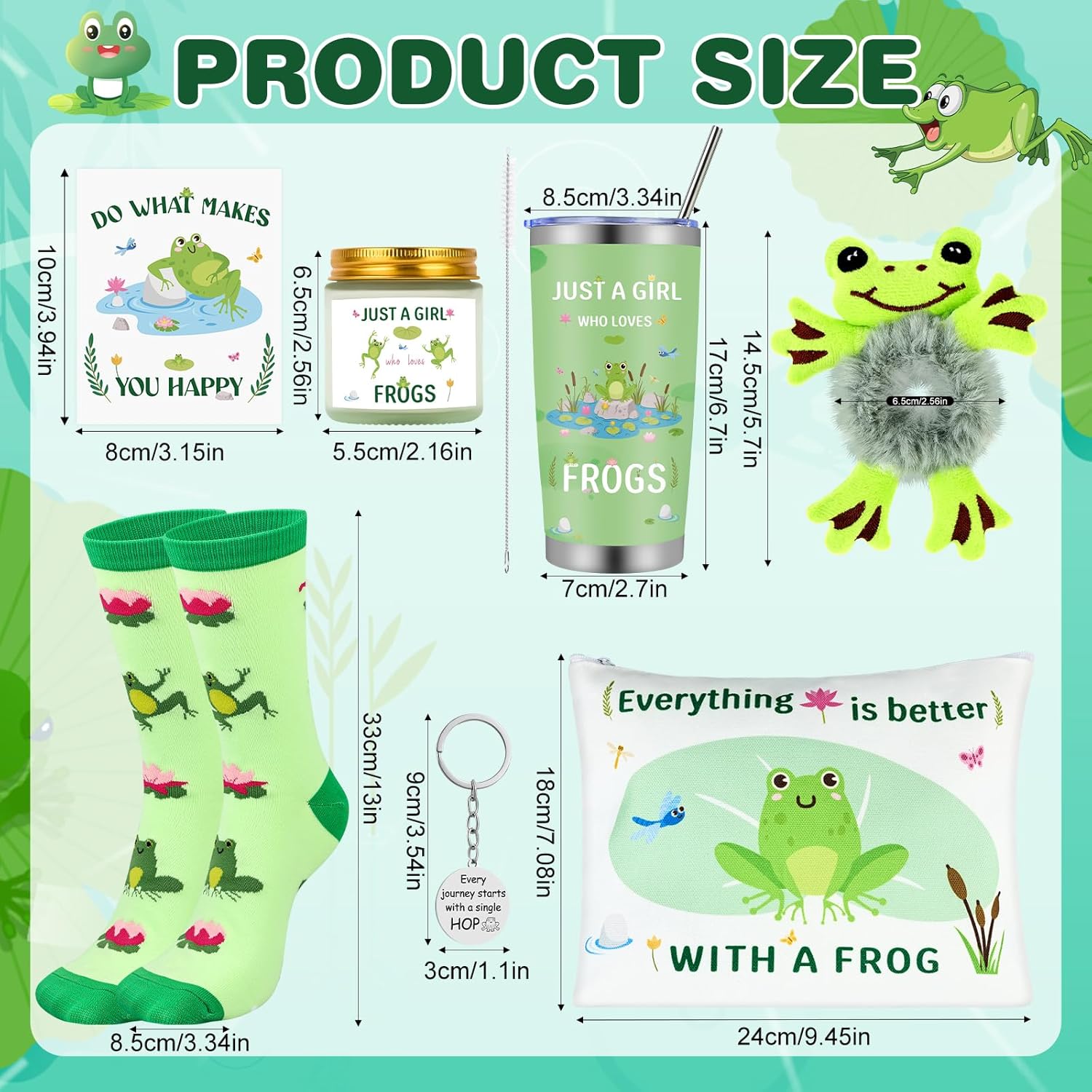 Frog Gifts for Women, Gift Baskets for Frog Lovers Cute Frogs Stuff with Stainless Steel Insulated Tumbler Bags Socks for Girls Mom Sisters Friends, Frogs Animal Present for Christmas Birthday - Image 2
