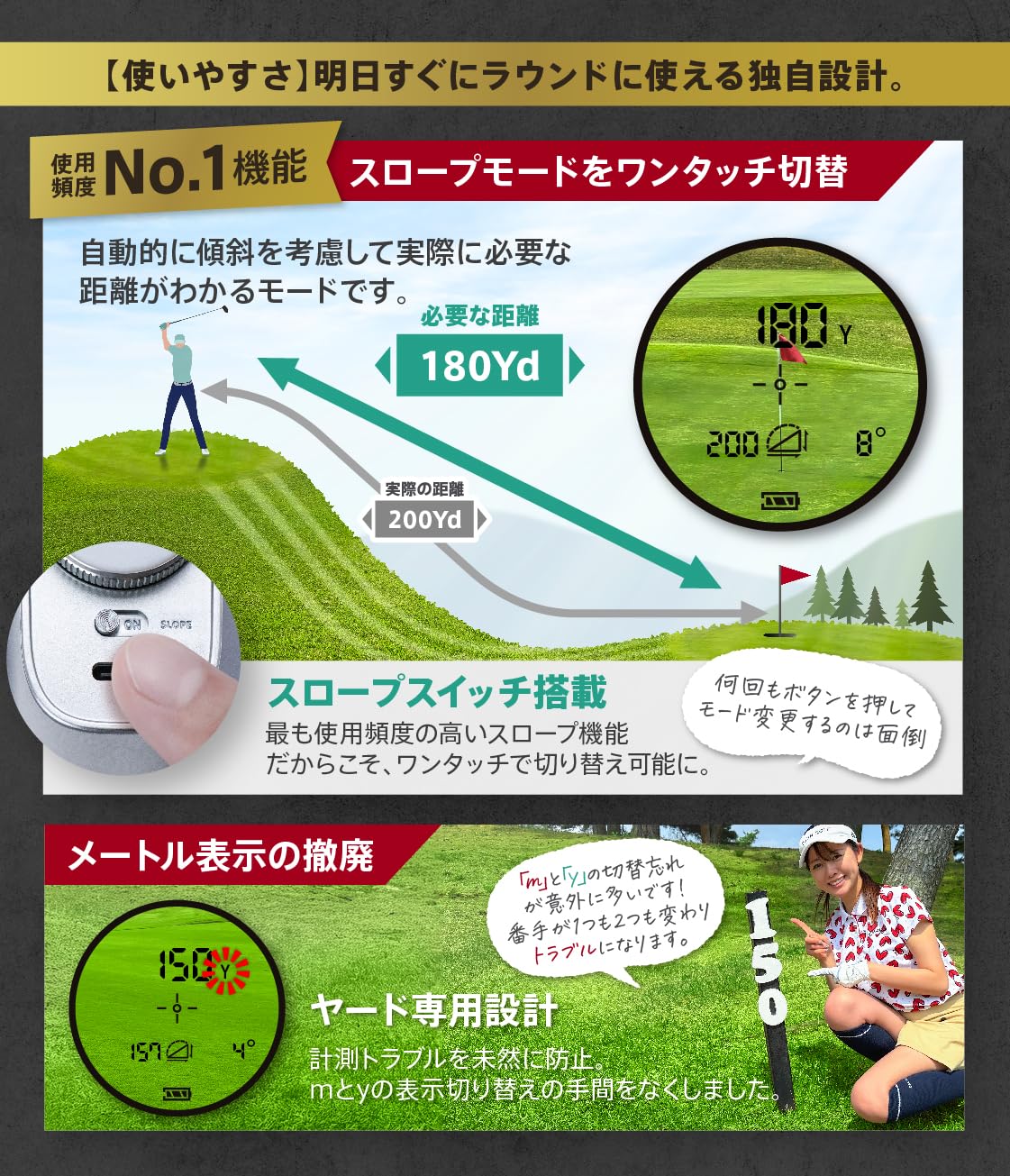 Amazon.co.jp: 【UUUM GOLF共同開発】ゴルフ レーザー距離計 【プロ