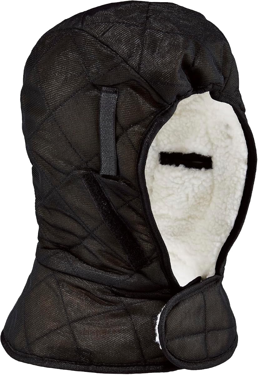 Winter Hard Hat Liner, Insulated, Sherpa Fleece Lined, Shoulder Length, Ergodyne N-Ferno 6952,Black