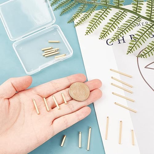 Miniatura 9 de Beebeecraft 1 caja de 30 piezas de 3 tamaños chapados en oro de 18 quilates verticales colgantes de barra de columna de fabricación de joyas para