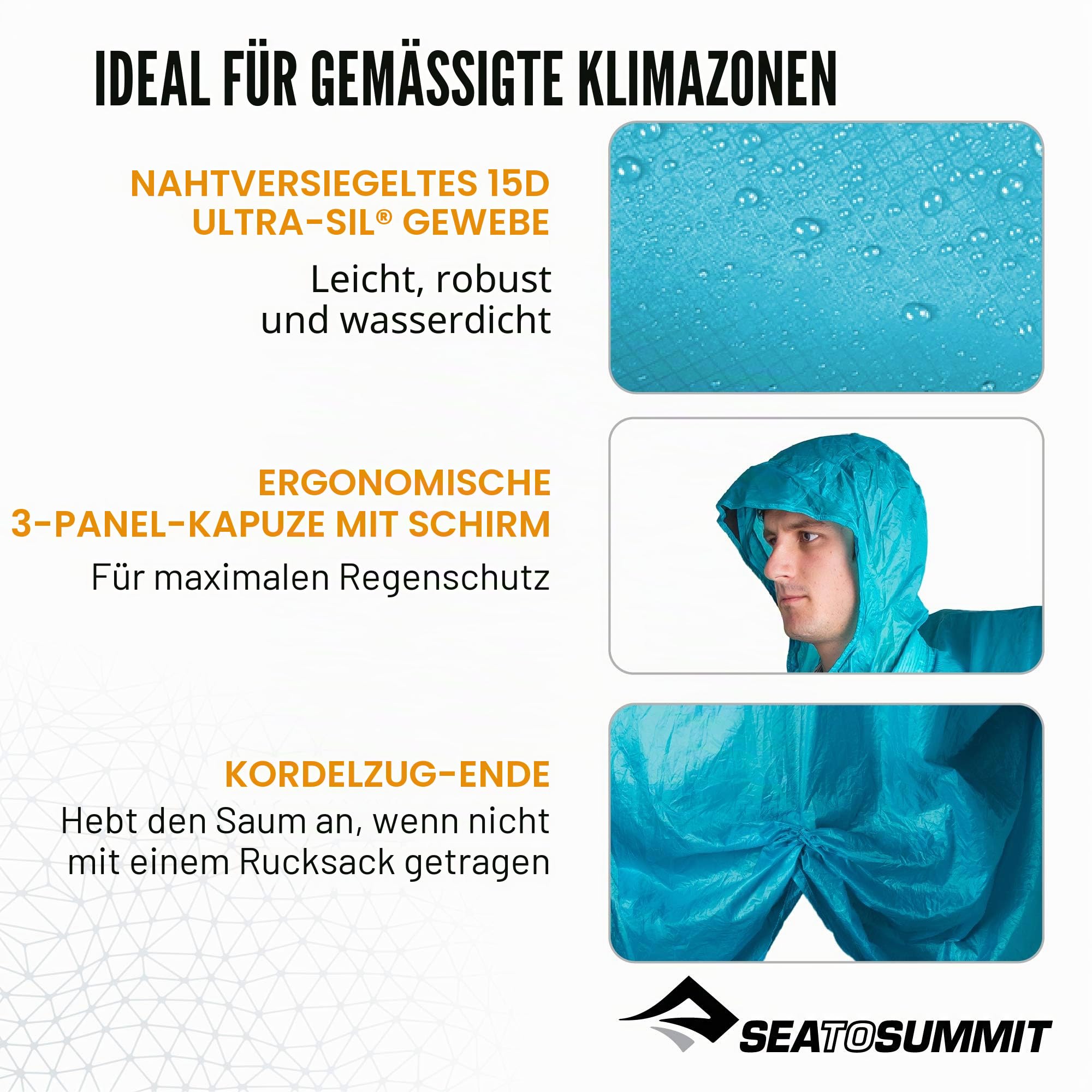 Sea to Summit Ultra-SIL Nano Tarp Poncho 4-in-1 Raincoat, Pack Cover, Groundsheet, and Shelter
