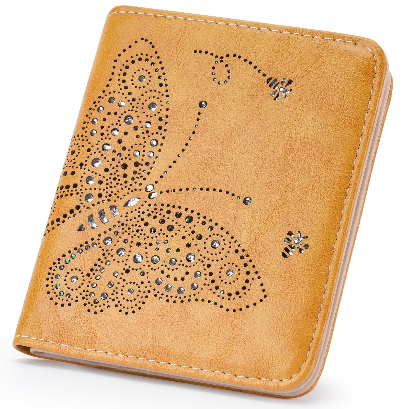 KITEVIUN Small RFID Wallet Women Ultra Thin Slim Womens Wallet Mini Compact Bifold Pocket Ladies Wallets for Women YELLOW