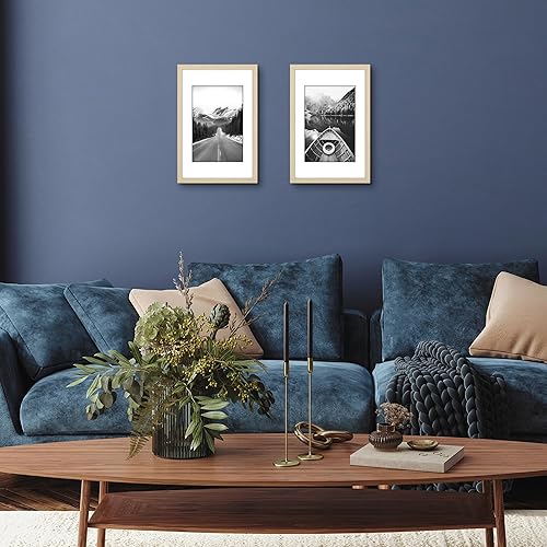 Vista 771 de Americanflat Portarretratos de 8 x 12 pulgadas con plexiglás pulido, juego de 2 portarretratos de 6 x 8 pulgadas con paspartú o para fotos de 8 x 12