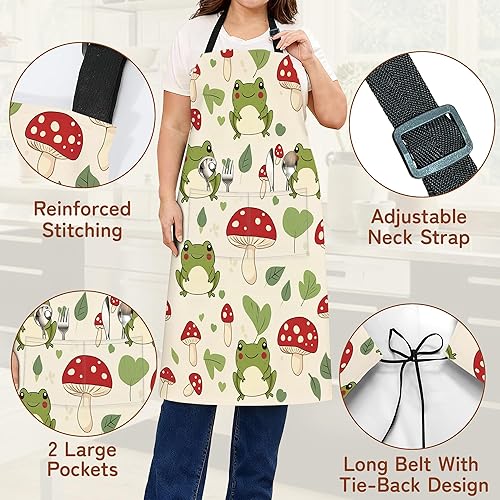 Miniatura 3 de Delantal con bolsillos para mujer, delantal de cocina ajustable para cocinar, barbacoa, chef, regalos para mamá, cumpleaños o vacaciones