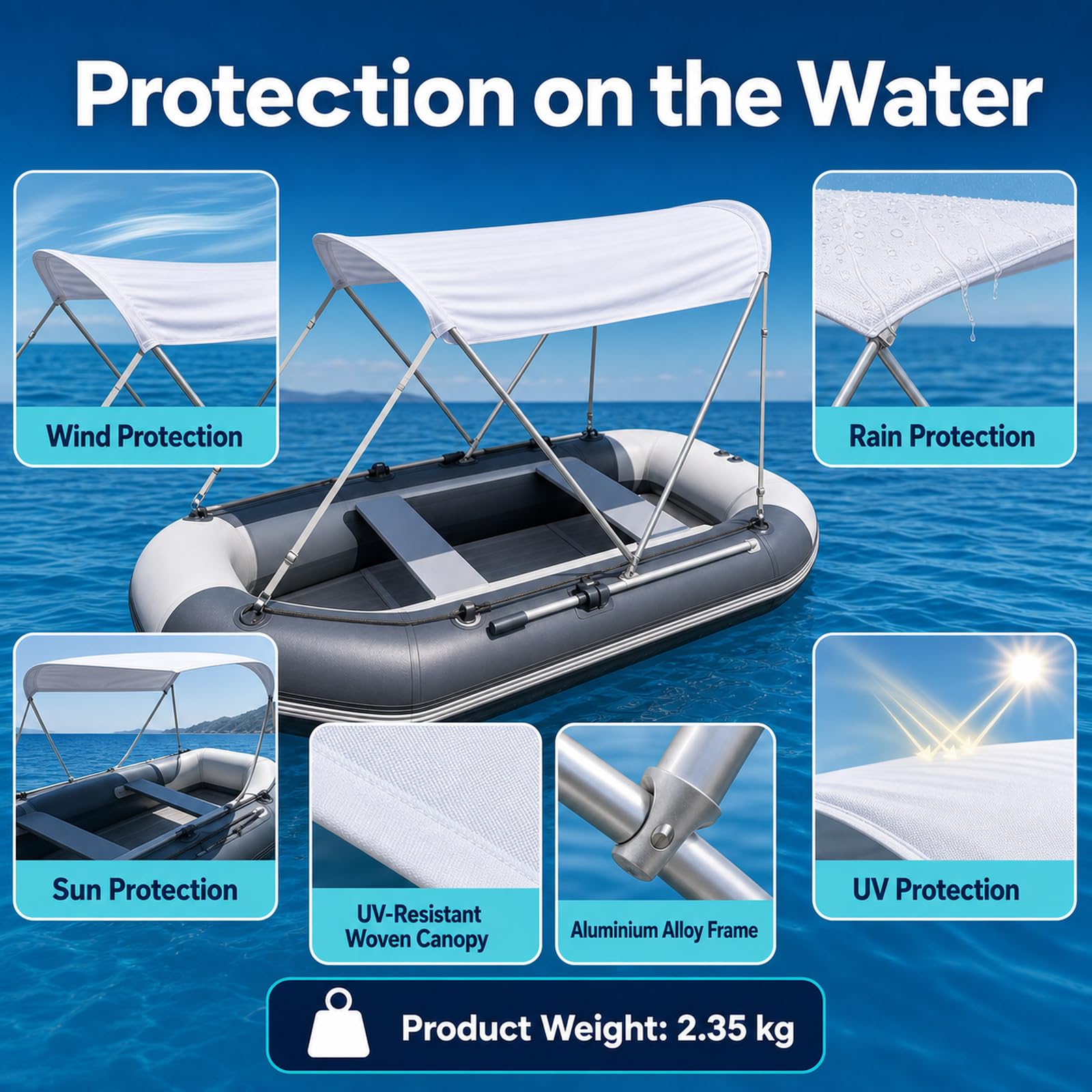 Tendalino per Barca,Estensione Tendalino a T,Estensione Tendalino Barca,Tendalino per Barca Parasole Pieghevole Copertura,Impermeabile,per Yachts,Motoscafi E Barche da Pesca