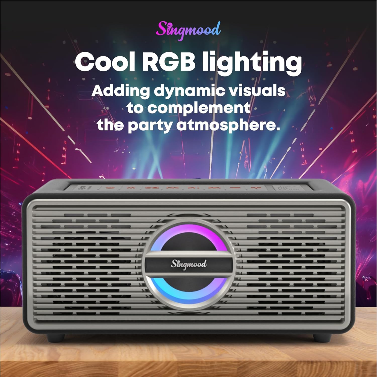 Karaoke Machine with 2 UHF Mic Subwoofer Home Theater Audio Sound Bar Support Optical/Bluetooth/AUX/USB/PC Wooden Karaoke Singing Machine for TV, Home, Karaoke, Singing Party, Christmas (S-330)