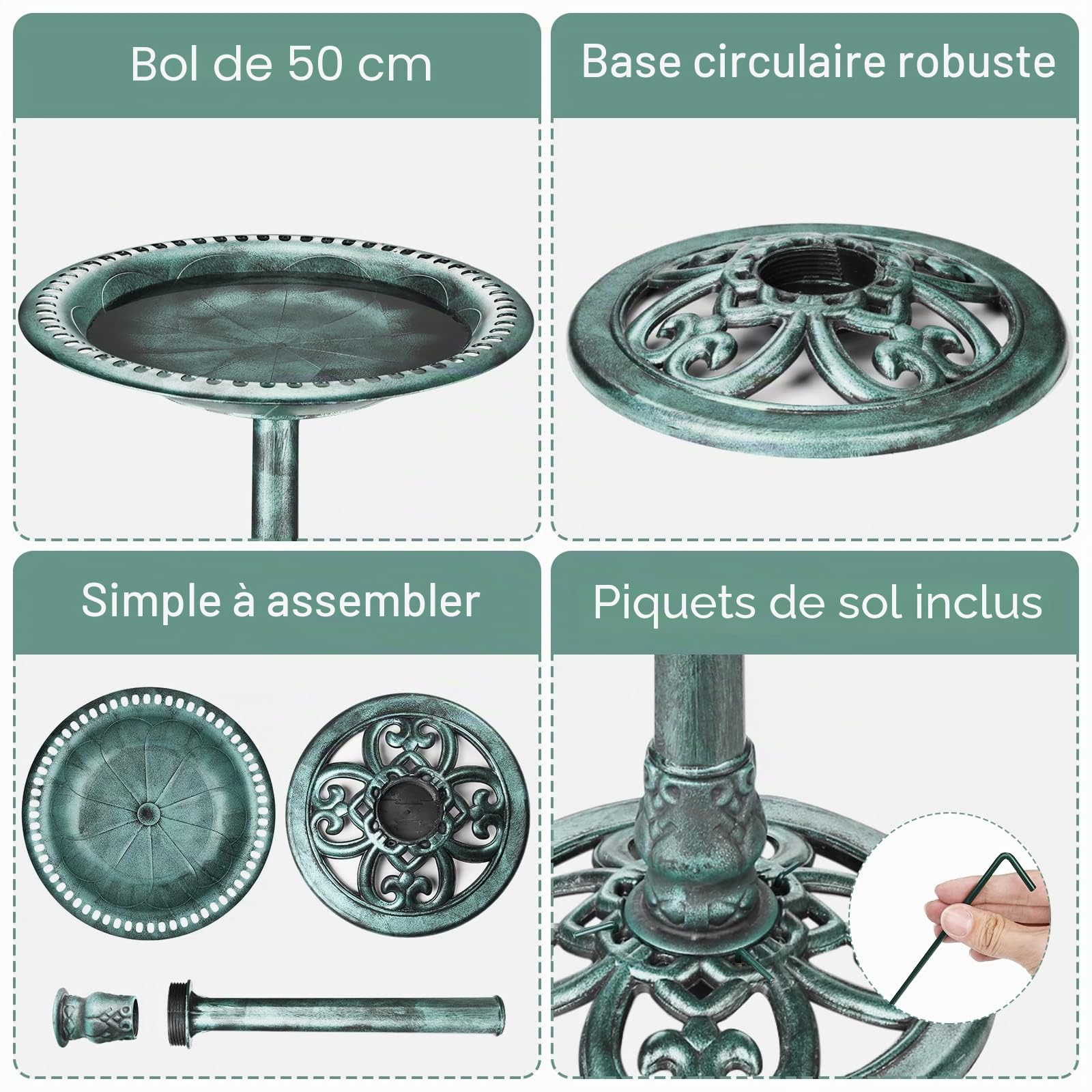 AMZtime Abreuvoir Solaire Oiseaux 2,5W Résistant Hiver Extérieur | Fontaine solaire intégrée Abreuvoir d'eau pour oiseaux sauvages Bain pour oiseaux. Idéal pour jardin et extérieur.
