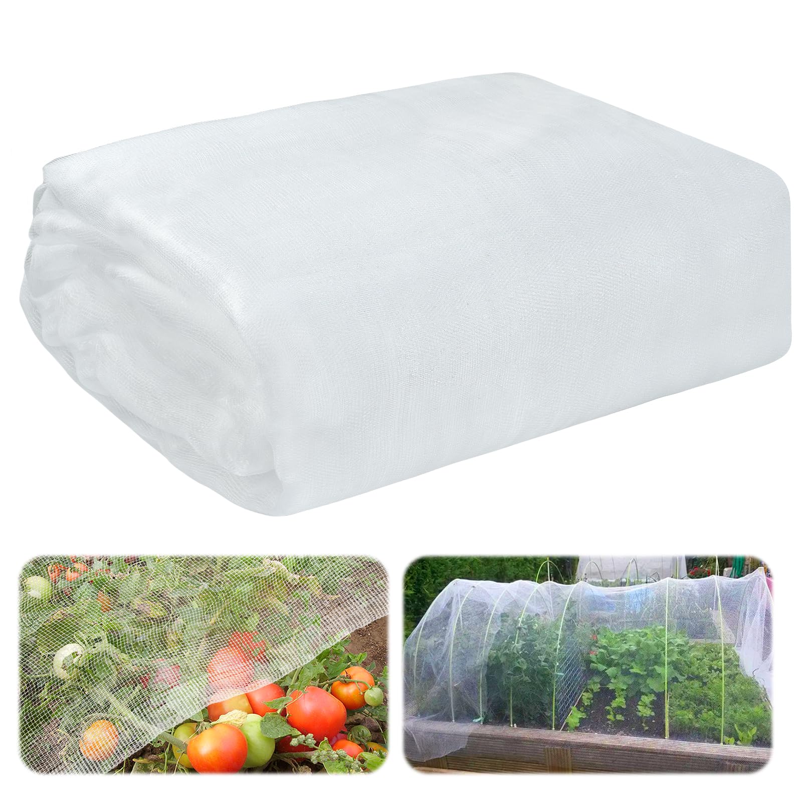 Gartennetz 1,2 m x 3 m Pflanzenschutznetz, Insektenschutznetz, Gemüsenetz Garten Feinmaschig Weiß, Kulturschutznetz Gemüseschutznetz, Insektennetz Garten für Schutz von Pflanzen, Gemüse, Nutzpflanzen