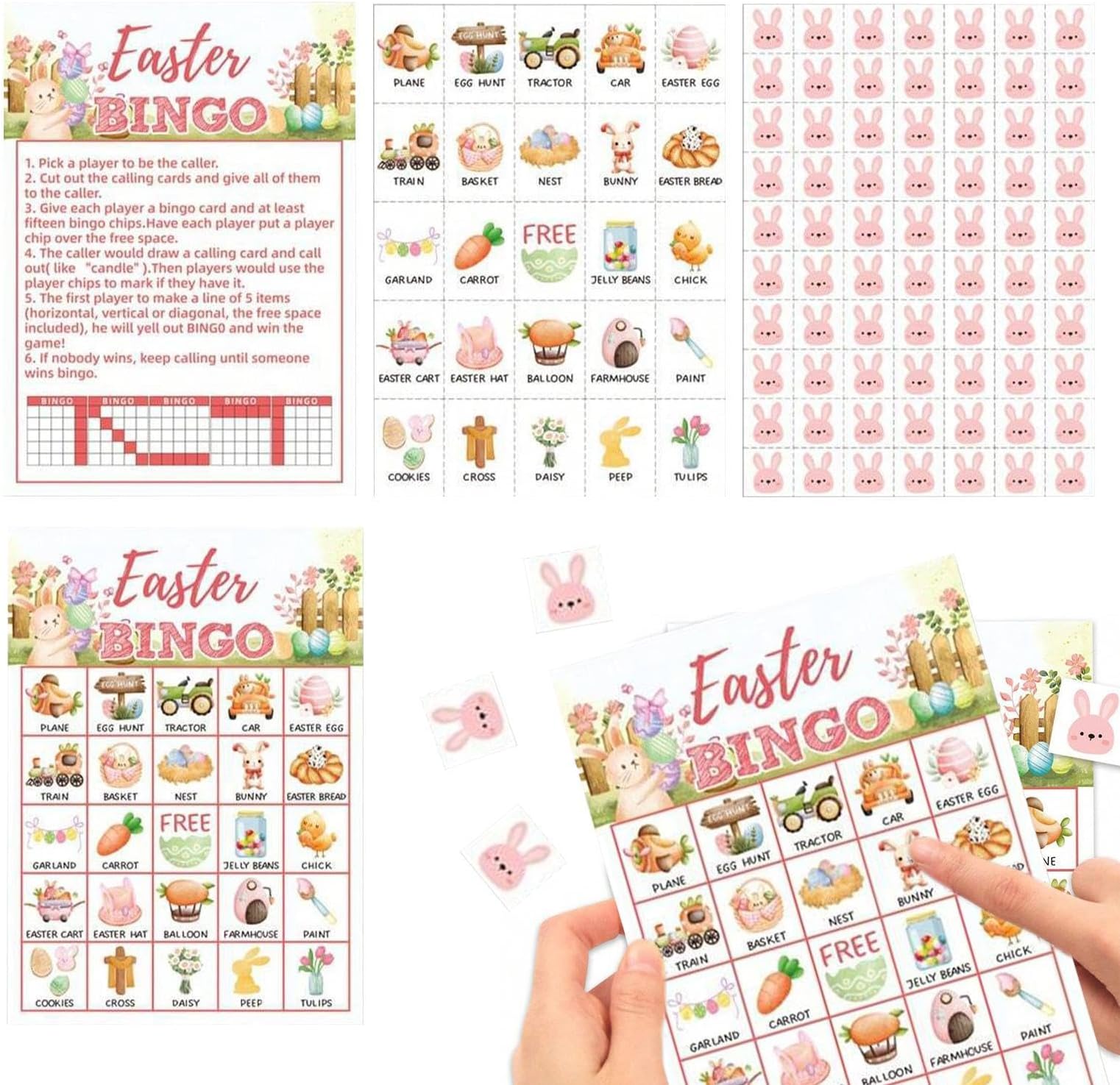 Easter Card Games for Kids - Tabletop Gathering Playset | Interactive Easter Carnival Games - for Kids Family Classroom Festive Home Social Travel Vacation