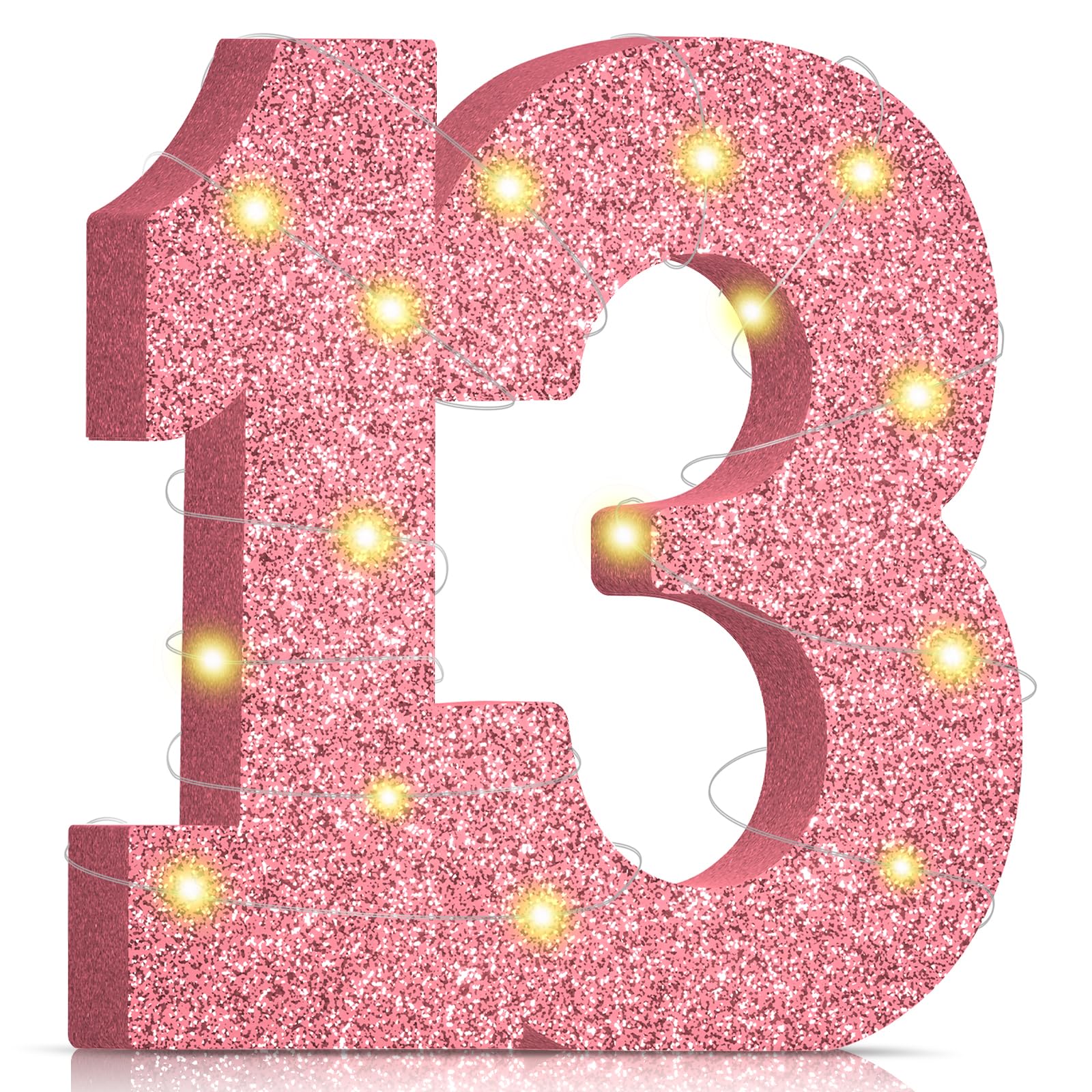 13th Birthday Decorations for Girls,13th Anniversary Decorations,Pink Gold Glitter Happy 13th Birthday Party Centerpieces for Table Decorations