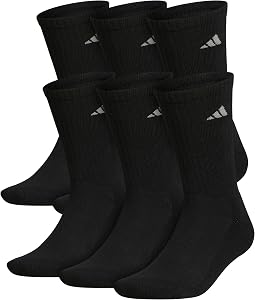 adidas Men's Athletic Cushioned Crew Socks (6 Pairs) Durable…