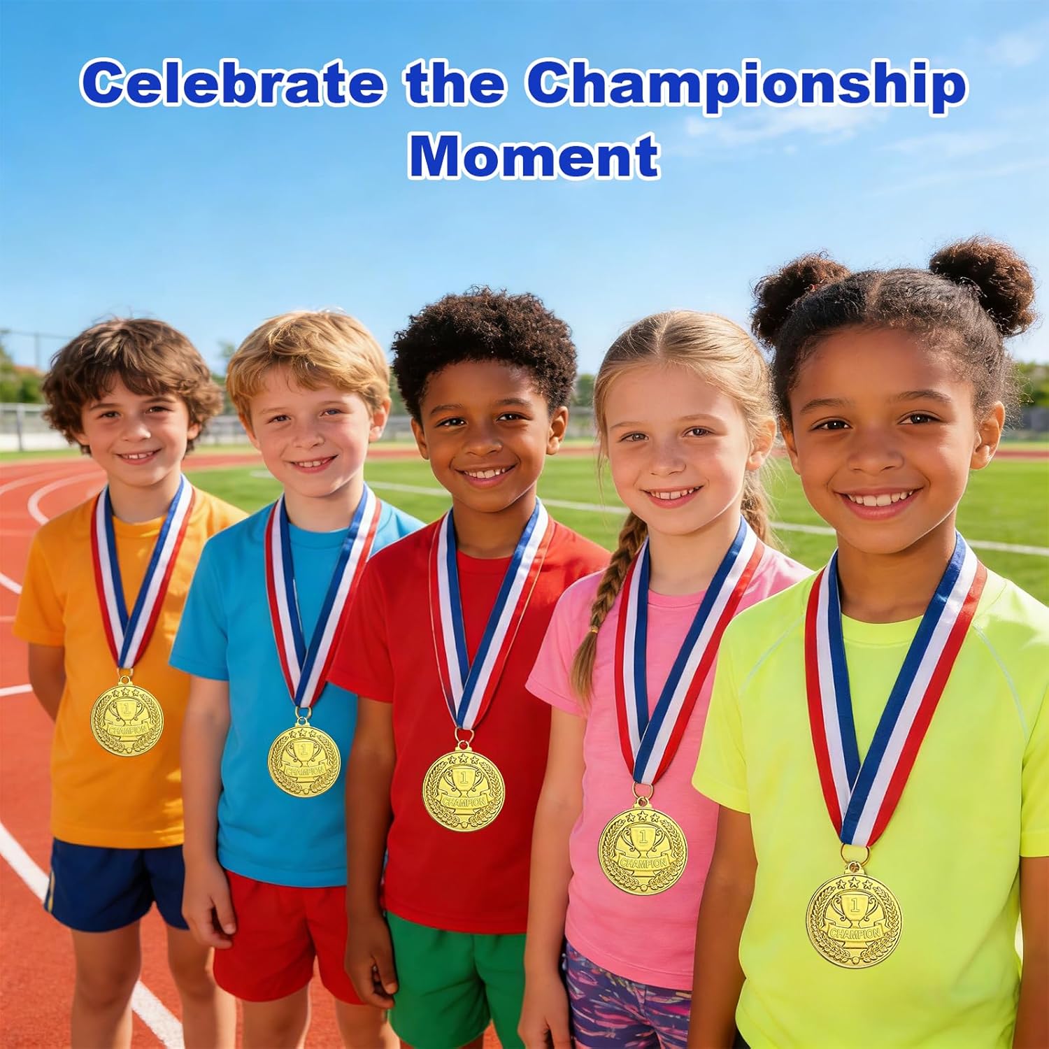 GOLDGE 36Pcs Gold Medals for Awards, 2'' Champion Awards Medals Bulk with Neck Ribbons, Winner Trophy Award for Basketball Soccer Baseball Volleyball Football Sports Competition, Gift for Player Team
