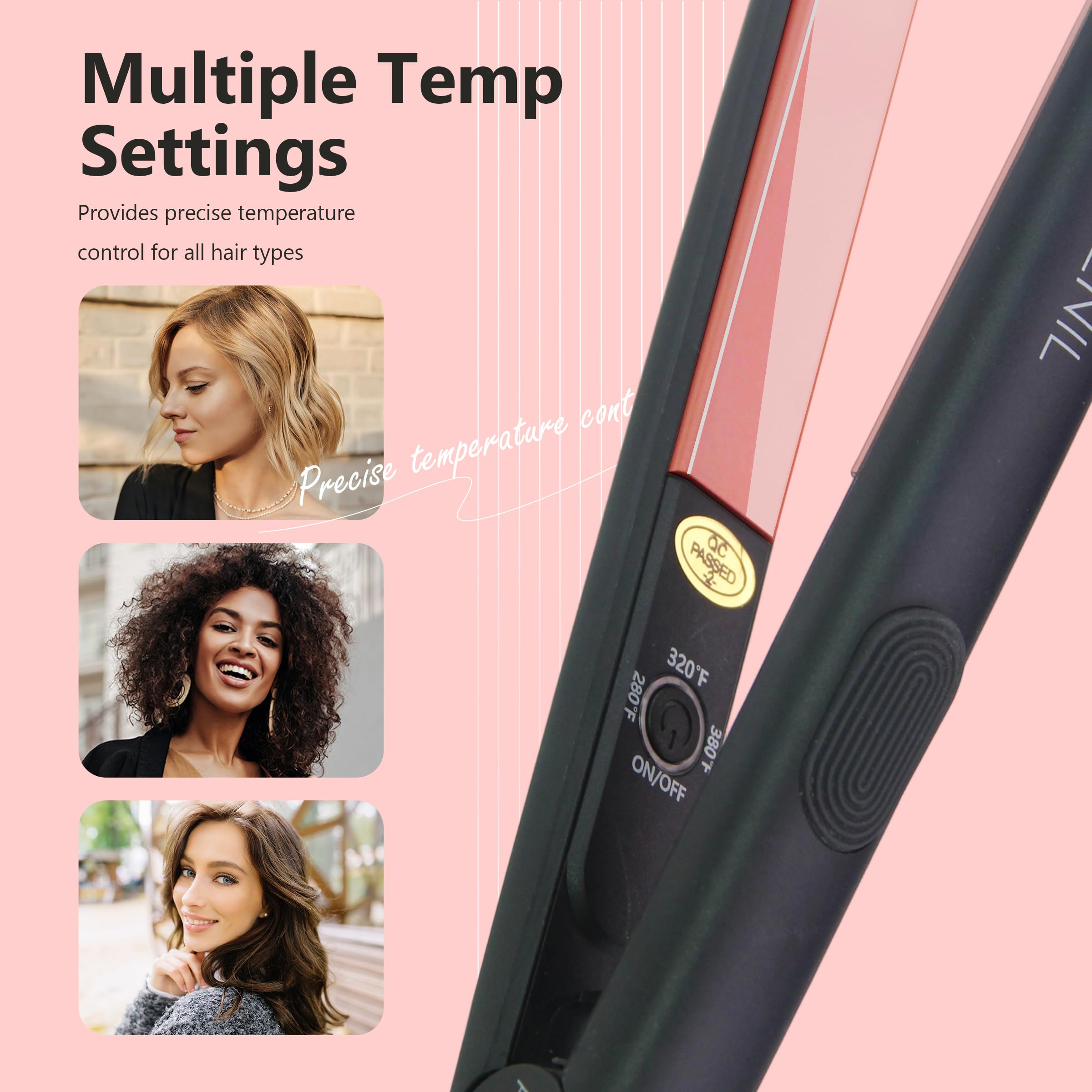 ANGENIL Ceramic Ultra Mini Hair Straightener, Small Dual Voltage Travel Hair Straighteners Anti-Scald Silicone Heat Resistant - Image 4