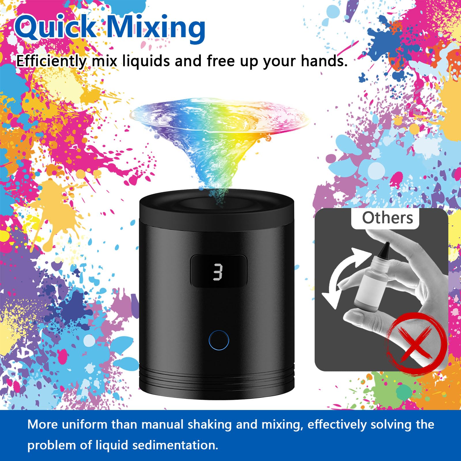 Mini Vortex Mixer, Farbmischer 5200rpm, Tattoo Ink Paint Mixer, Dreistufige Geschwindigkeits, Labor Vortex Schüttler Stirrerr für Acrylfarbe, Nagellack und Wimpernkleber