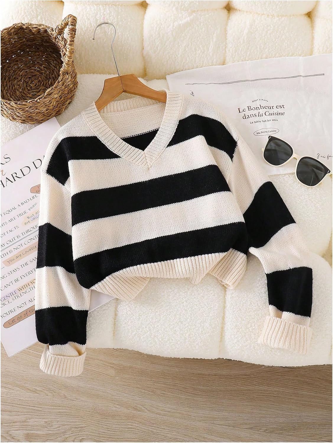 SweatyRocks Girl's Striped Color Block Sweaters Long Sleeve Casual Knit Pullover Tops - Image 2