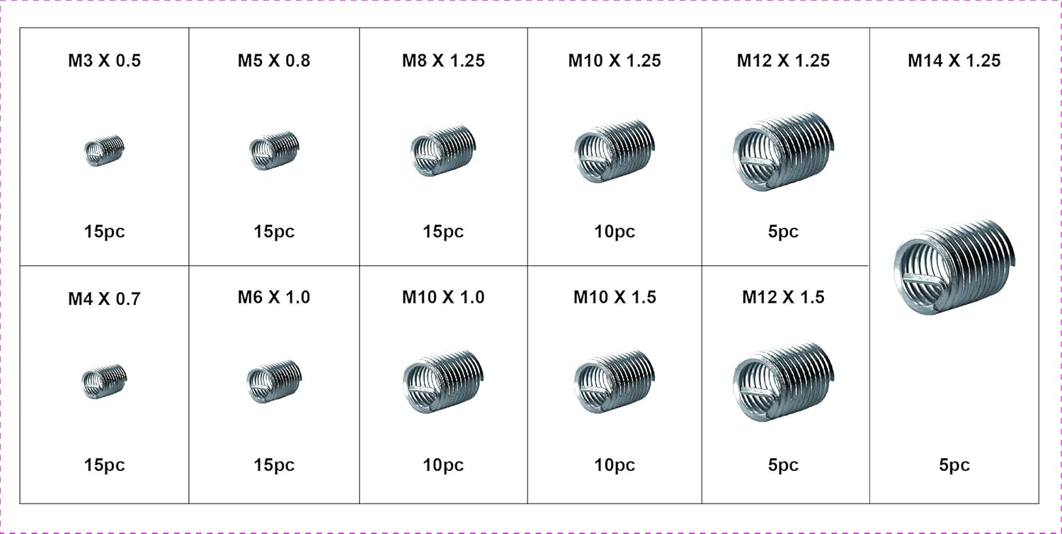 Swordfish 32431-120pc Stainless Steel Wire Thread Insert Assortment