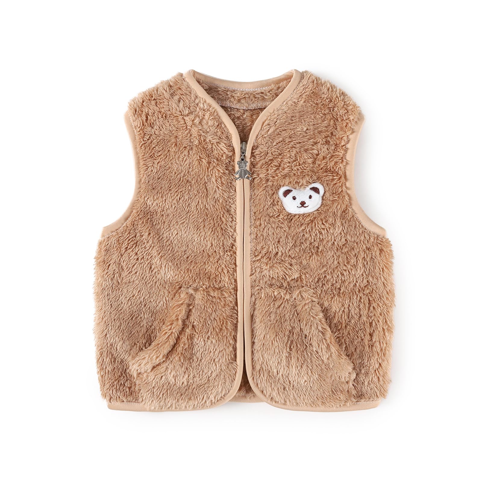 Baby Boys Girls Fleece Vest Zip Up Cute Bear Jackets Fuzzy Fall Winter Warm Clothes Newborn Outwear for Toddler Infant
