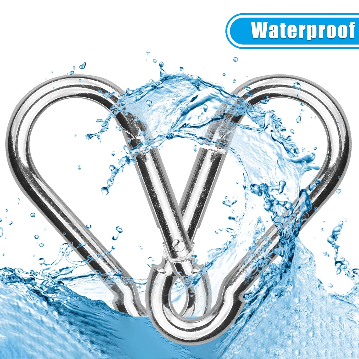 60 Pack 3" Heavy Duty Spring Snap Hook, M8 5/16" Galvanized Steel Carabiner Clip Spring Snap Hook, Small Carabiner Clip Metal Clip for Home Gym, Outdoor Traveling, Swing, Hiking, 500Lbs Capacity - Image 4