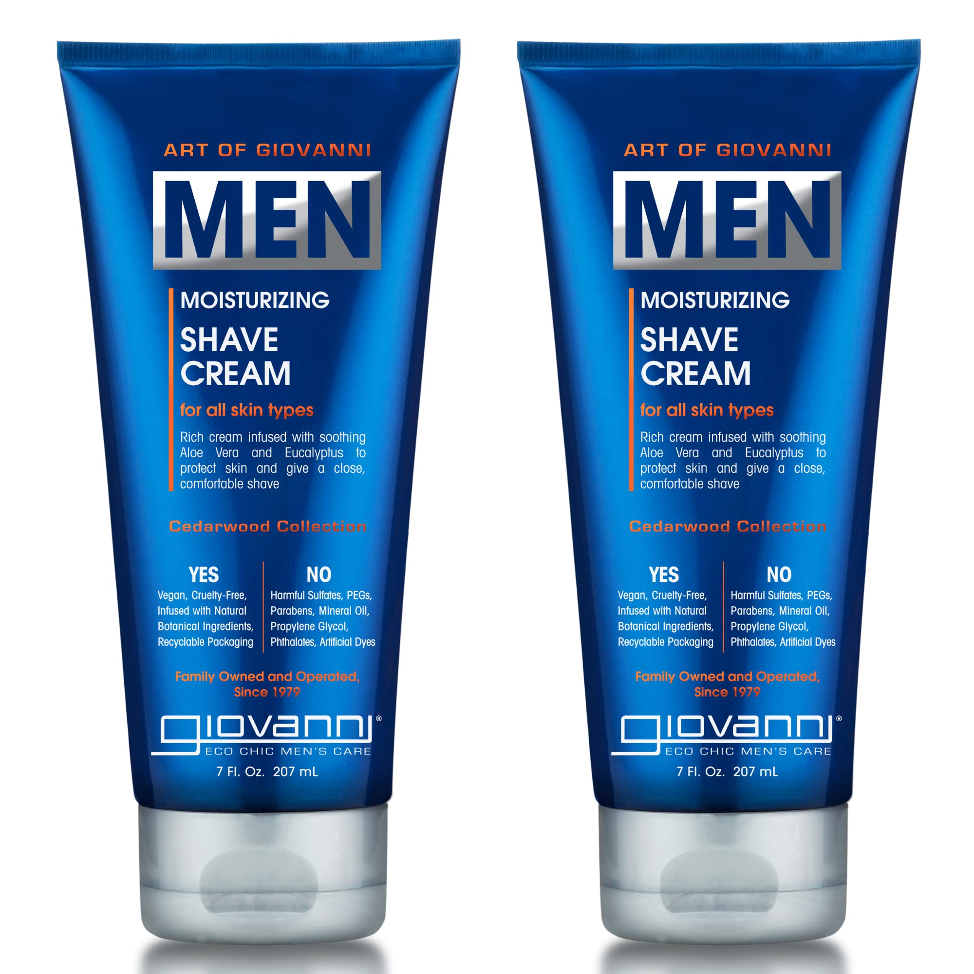 GIOVANNI Men's Moisturizing Shave Cream, 7 oz (Pack of 2)