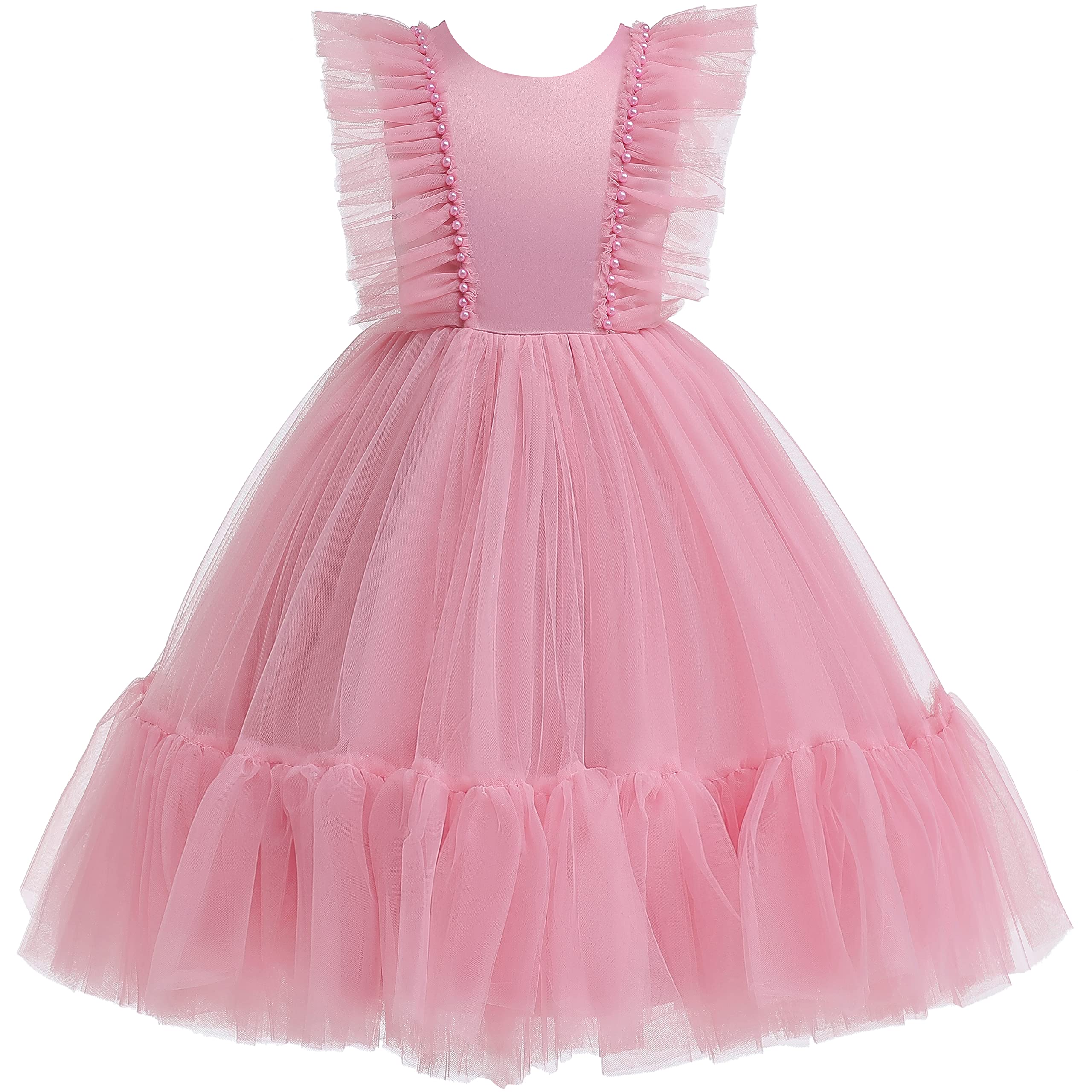 Weileenice Flower Girl Dress Ruffle Tulle Toddler Wedding Pageant Ceremony Birthday Party Evening Tutu Dresses