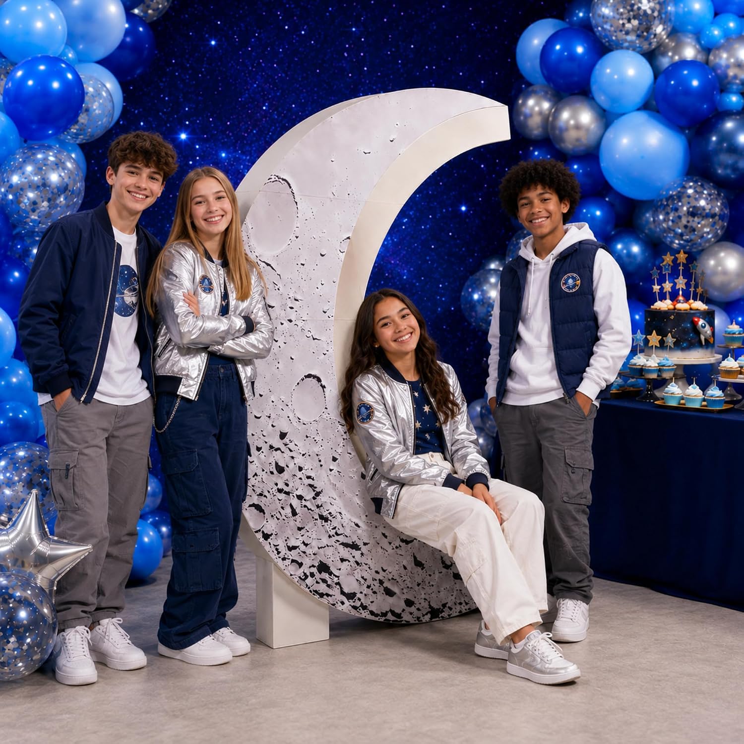Sabary 5ft Large Moon Cardboard Cutout Standup Space Theme Party Decoration