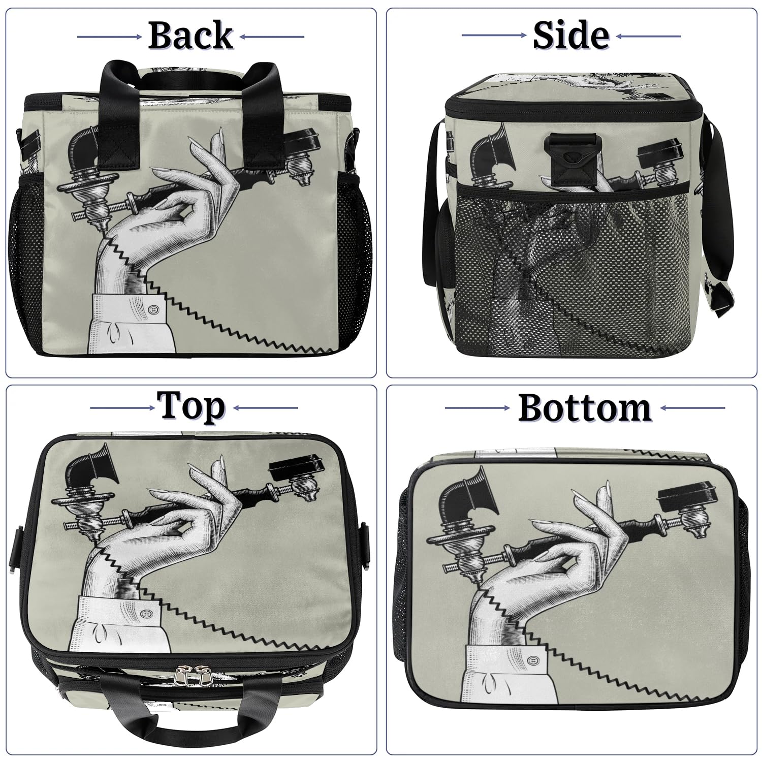 Große Lunchtasche für Damen, Retro, für Erwachsene, Männer, Frauen, Kinder, Mädchen, Jungen, handisolierte Lunchbox, Kühltasche, Kühltasche, Kühltasche, Kühltasche, Kühltasche für Arbeit, Picknick,