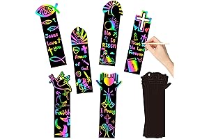 CY2SIDE 60PCS Christian Easter Activities for Kids: Rainbow Color Scratch Bookmarks