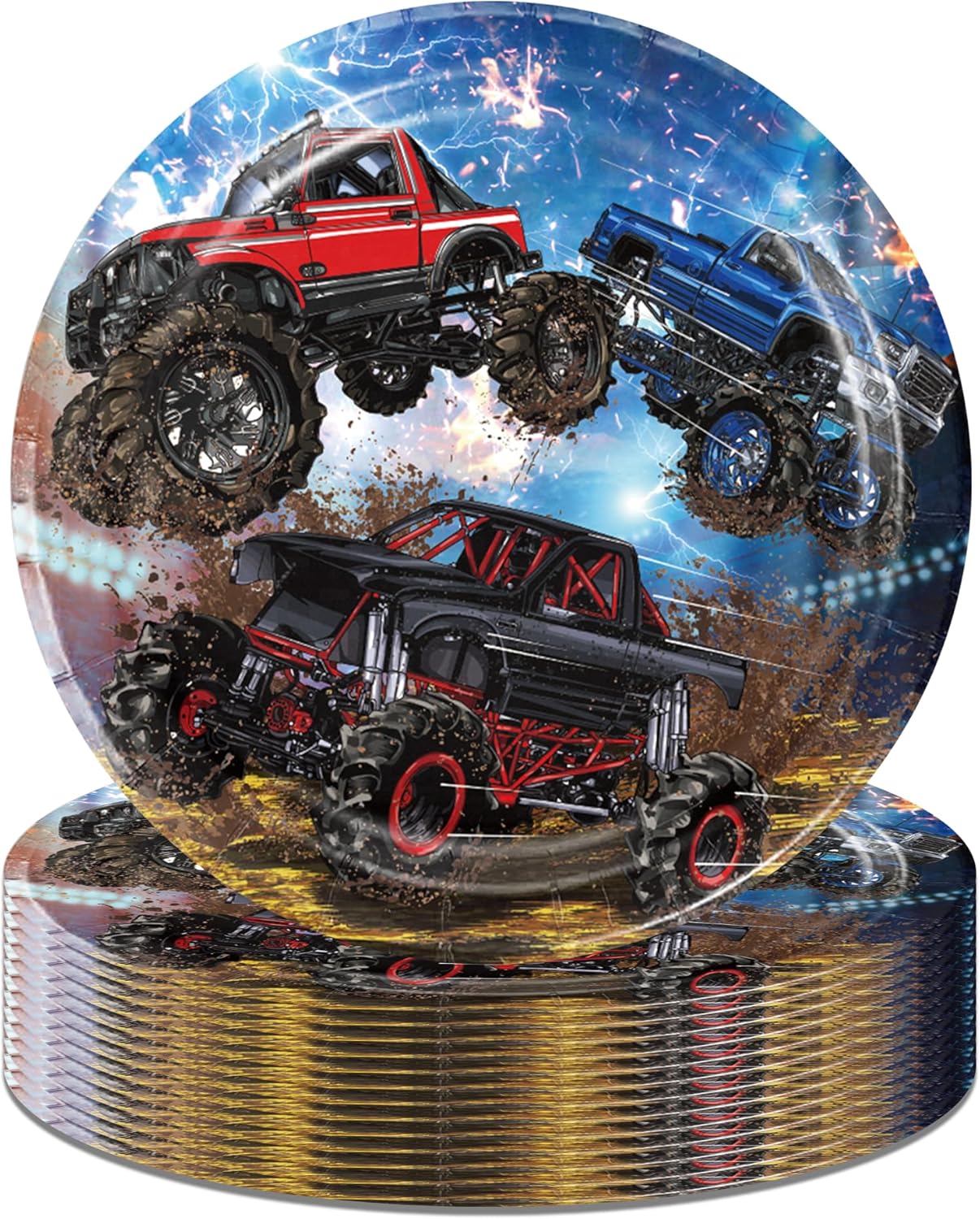 30 pcs 9" Monster Truck Paper Plates Monster Truck Party