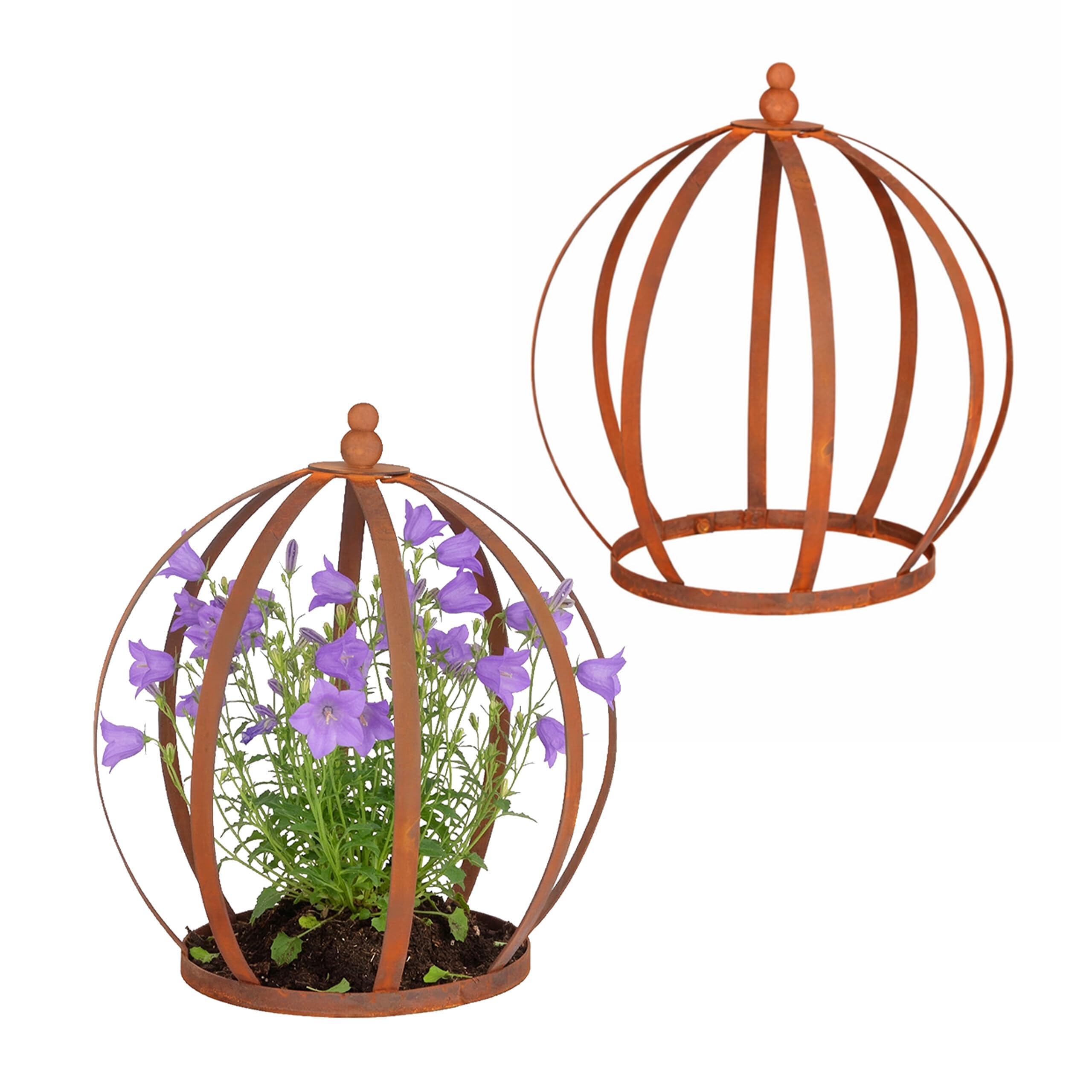 Relaxdays Supports pour Plantes vivaces, Lot de 2, Couronne végétale pour vivaces & Jeunes Plants, HxD 35x30 cm, Rouille