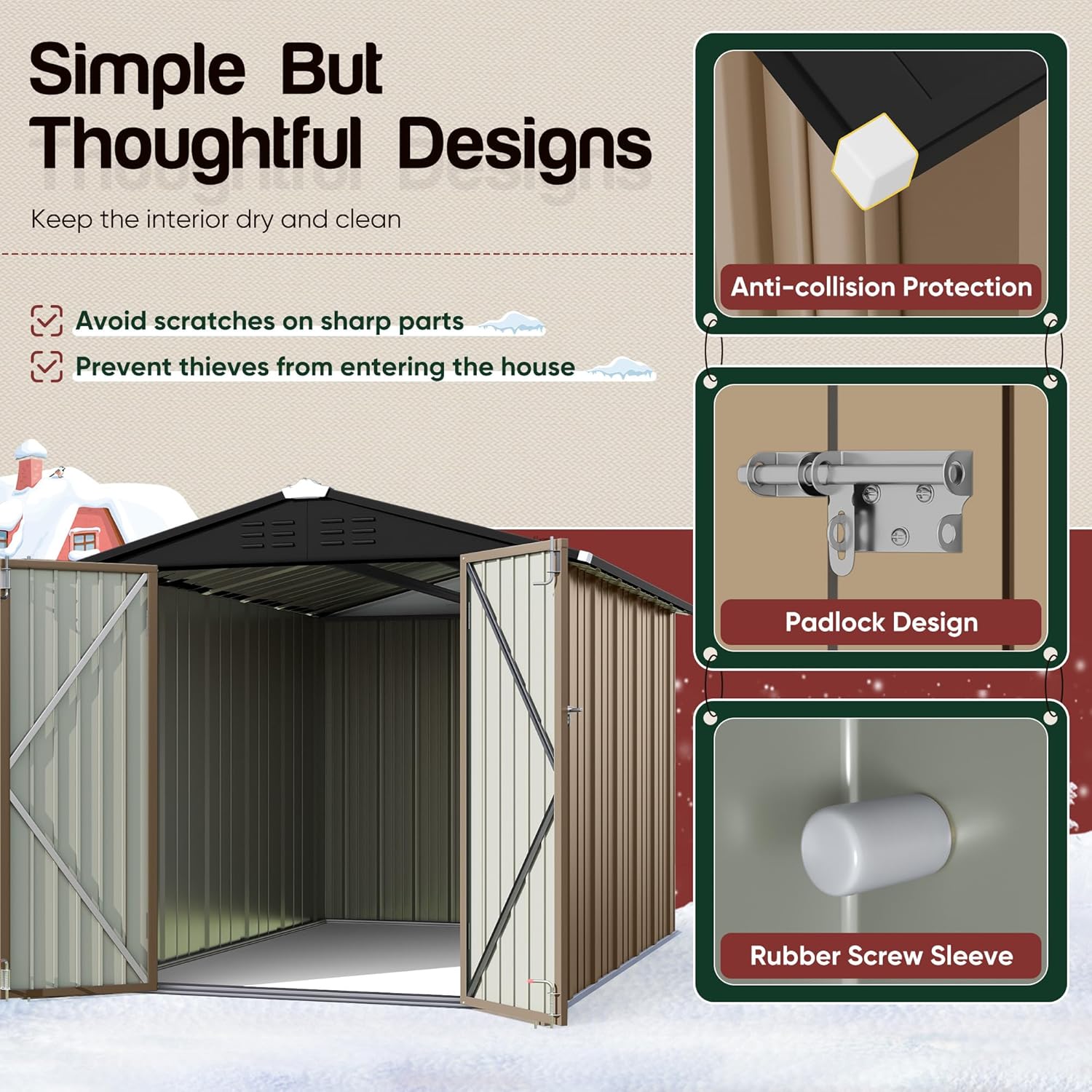 Gray 6' x 8' Metal Outdoor Storage Shed with Lockable Door