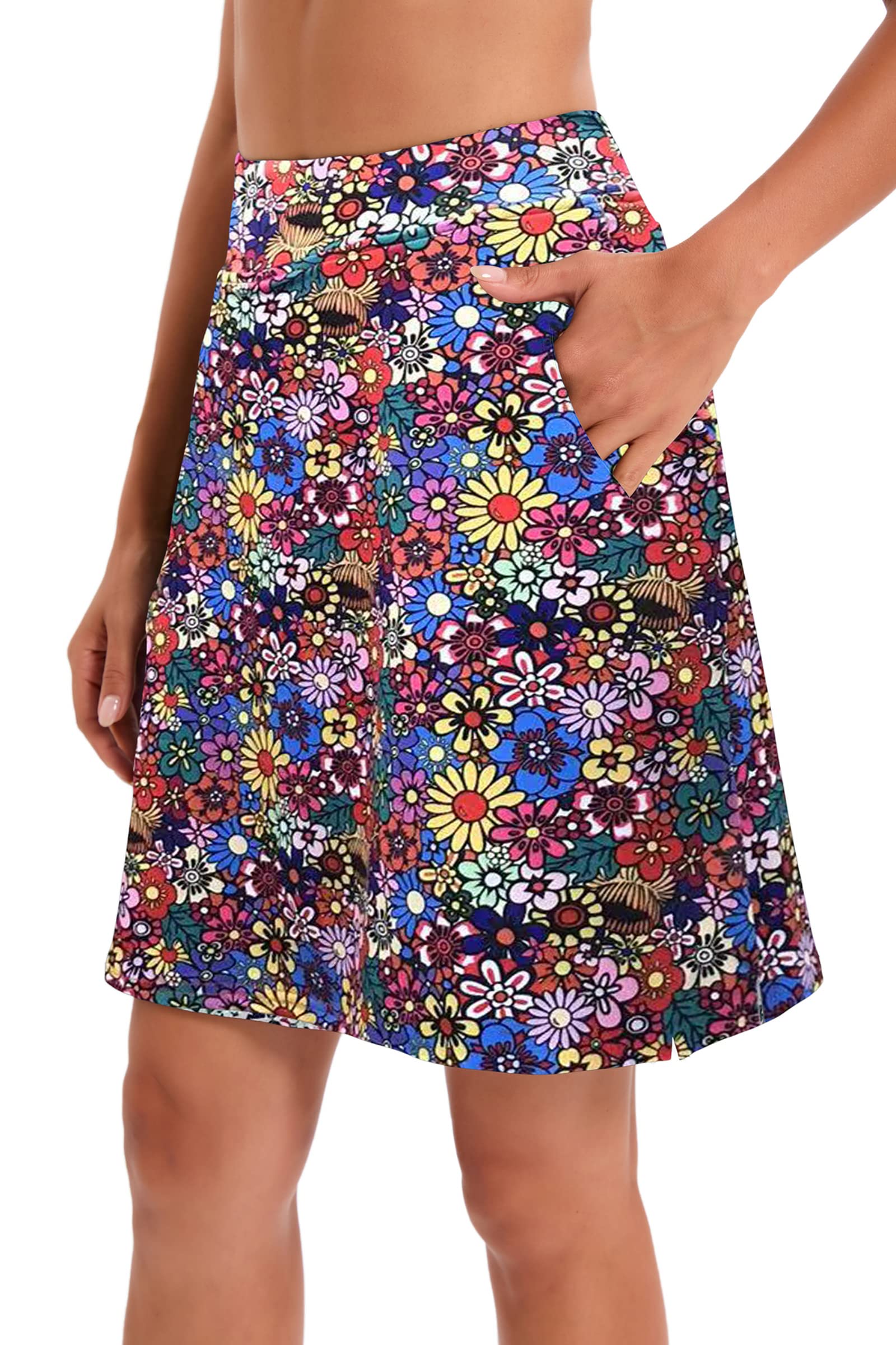 Timuspo Jupe de randonnée Femme Avec Short intérieur, jupes Pantalons jusqu’aux genoux Avec Taille Haute, Tennis de Sport Skorts de Golf