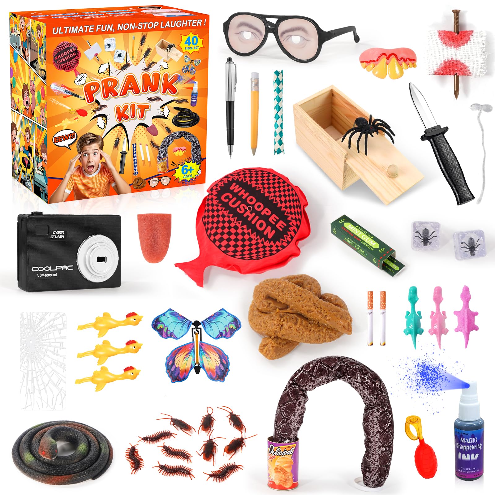 Click to get Pranks Kit for Kids Adults 40 PCS Prank Stuff Ul