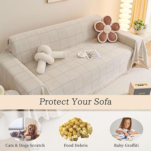 Miniatura 3 de ROOMLIFE Fundas de sofá para sofá de 3 cojines, estilo bohemio, fundas para sofá seccional, funda práctica para sofá futón, manta versátil para