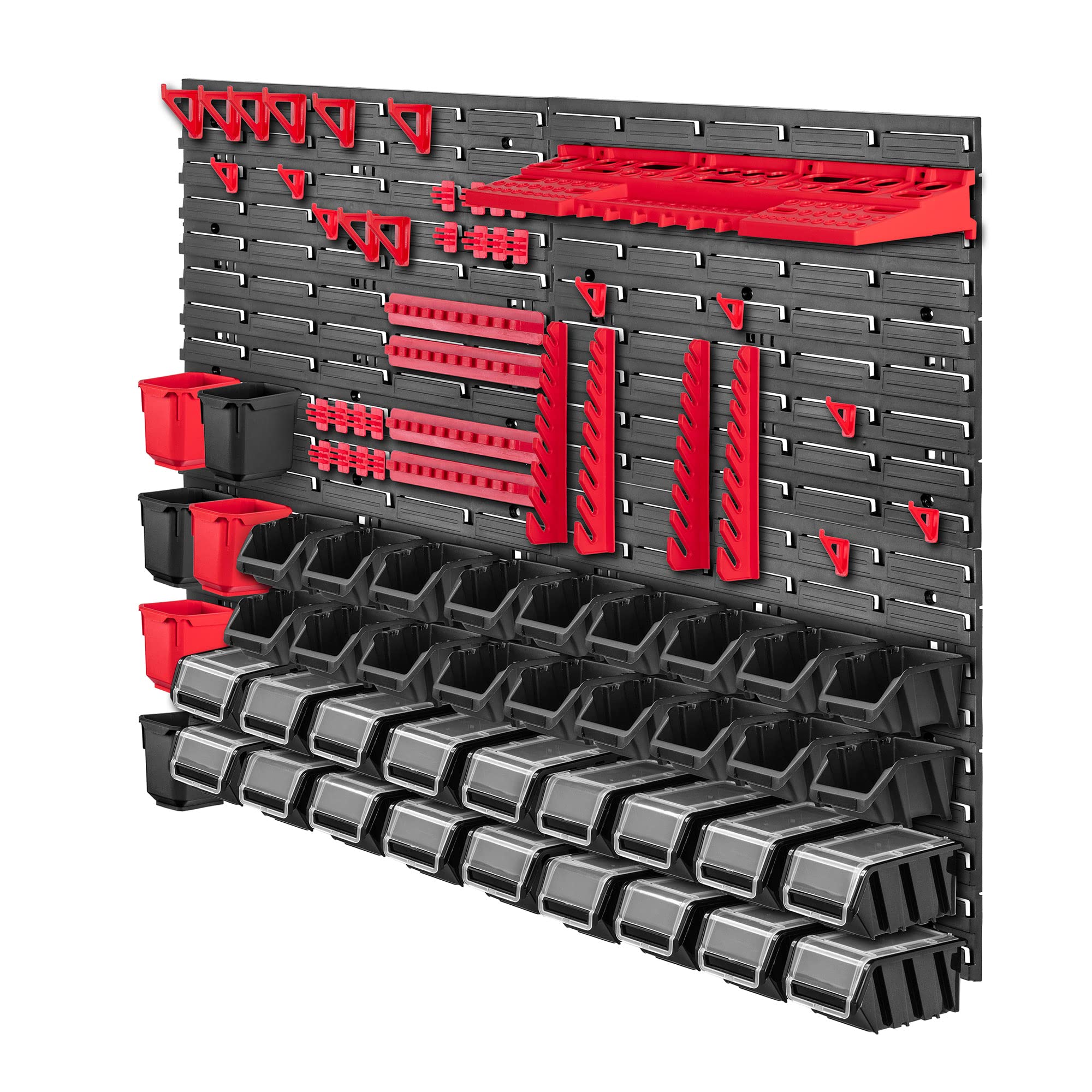 KADAX Regał ścienny warsztatowy, 116 x 78 cm, system magazynowy z wytrzymałego tworzywa sztucznego, odporny na promieniowanie UV, regał warsztatowy, rozszerzalne płyty ścienne, regał do garażu,