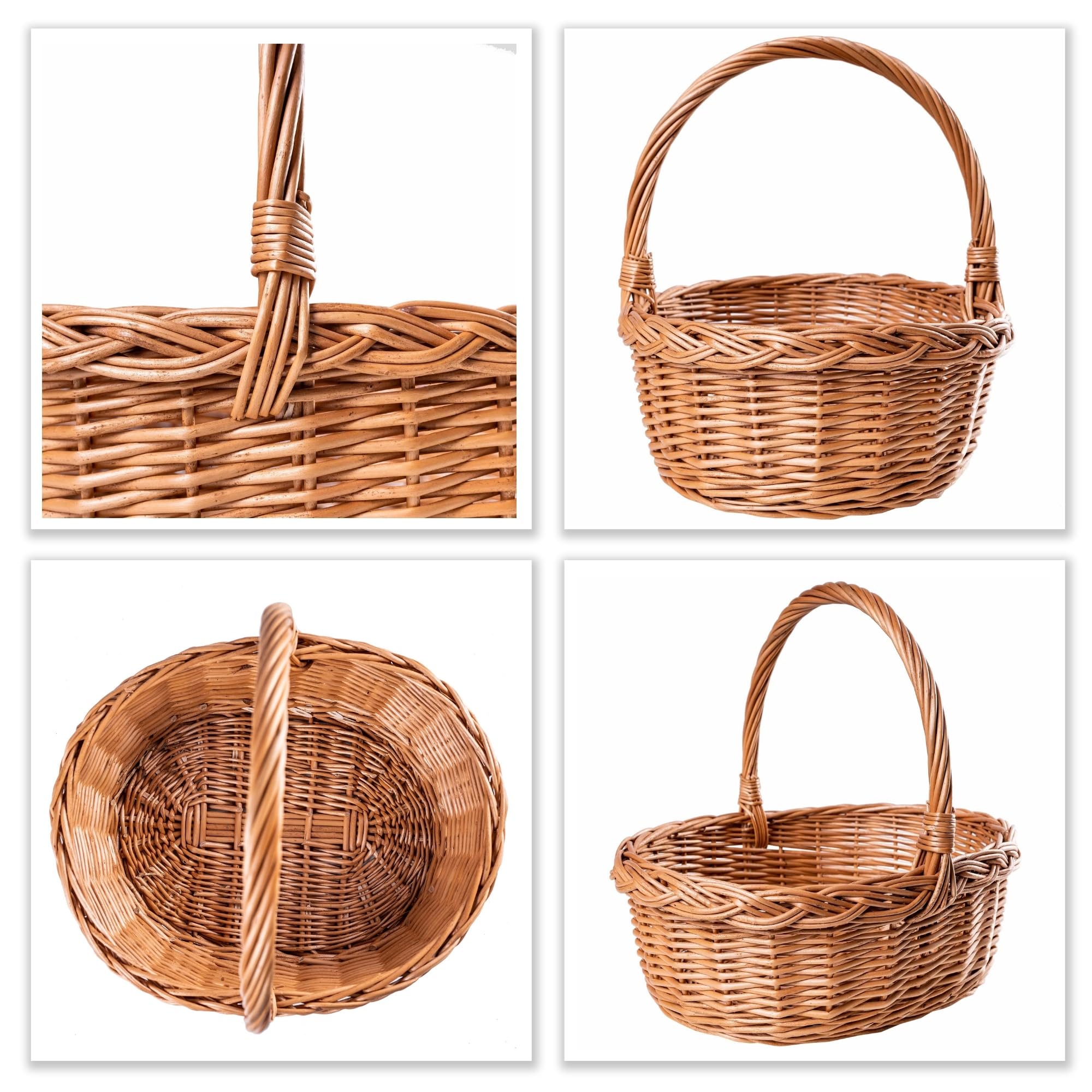 Creative Home Cestino in Vimini Piccolo con Manico 35 x 30 x 35 cm | Cesto Pasquale | Cesta Vimini Intrecciata a Mano | Cestino Regalo Portaoggetti | Cesto Nascita, Porta Bomboniere, Pasqua