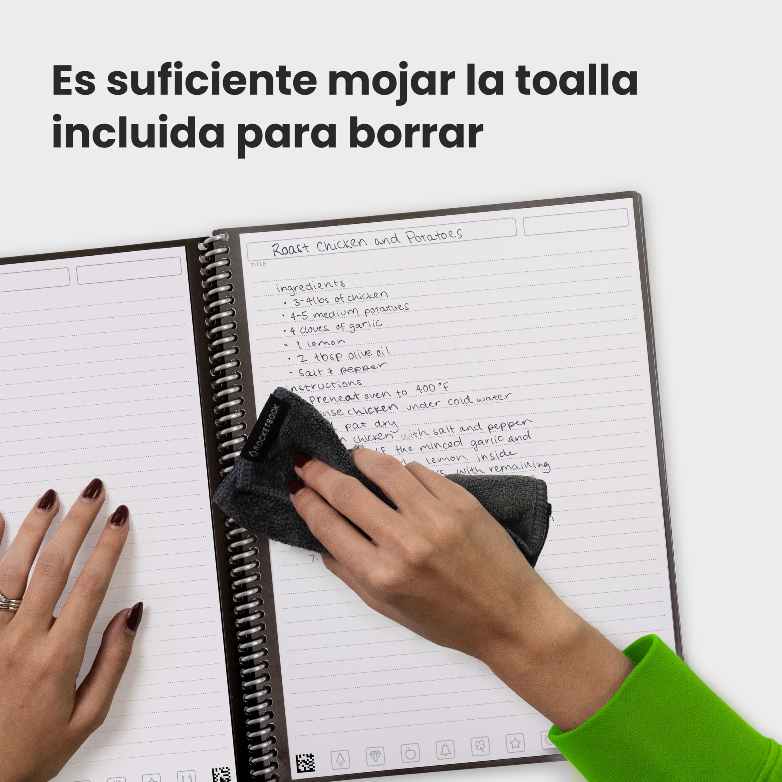 Rocketbook Core Cuaderno Espiral Reutilizable, Tamaño A4 21 cm x 29,7 cm, Negro - Páginas de Rayas, Conexión a App, Borrable, Tapa Duradera, para el Colegio, el Trabajo y los Proyectos Creativos