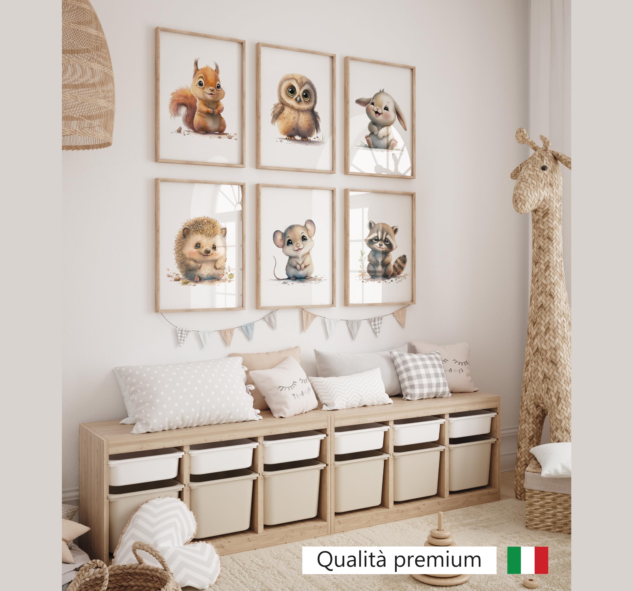 LAVEMA Felici animali della foresta - Poster per la decorazione della stanza dei bambini - per ragazzi e ragazze - decorazione per la cameretta dei bambino - 6 poster 21x30cm senza cornice